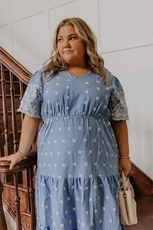 Sunday Brunch Floral Embroidered Midi Dress Curves