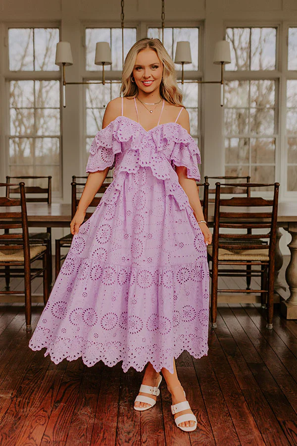 Cue The Charm Eyelet Midi Dress