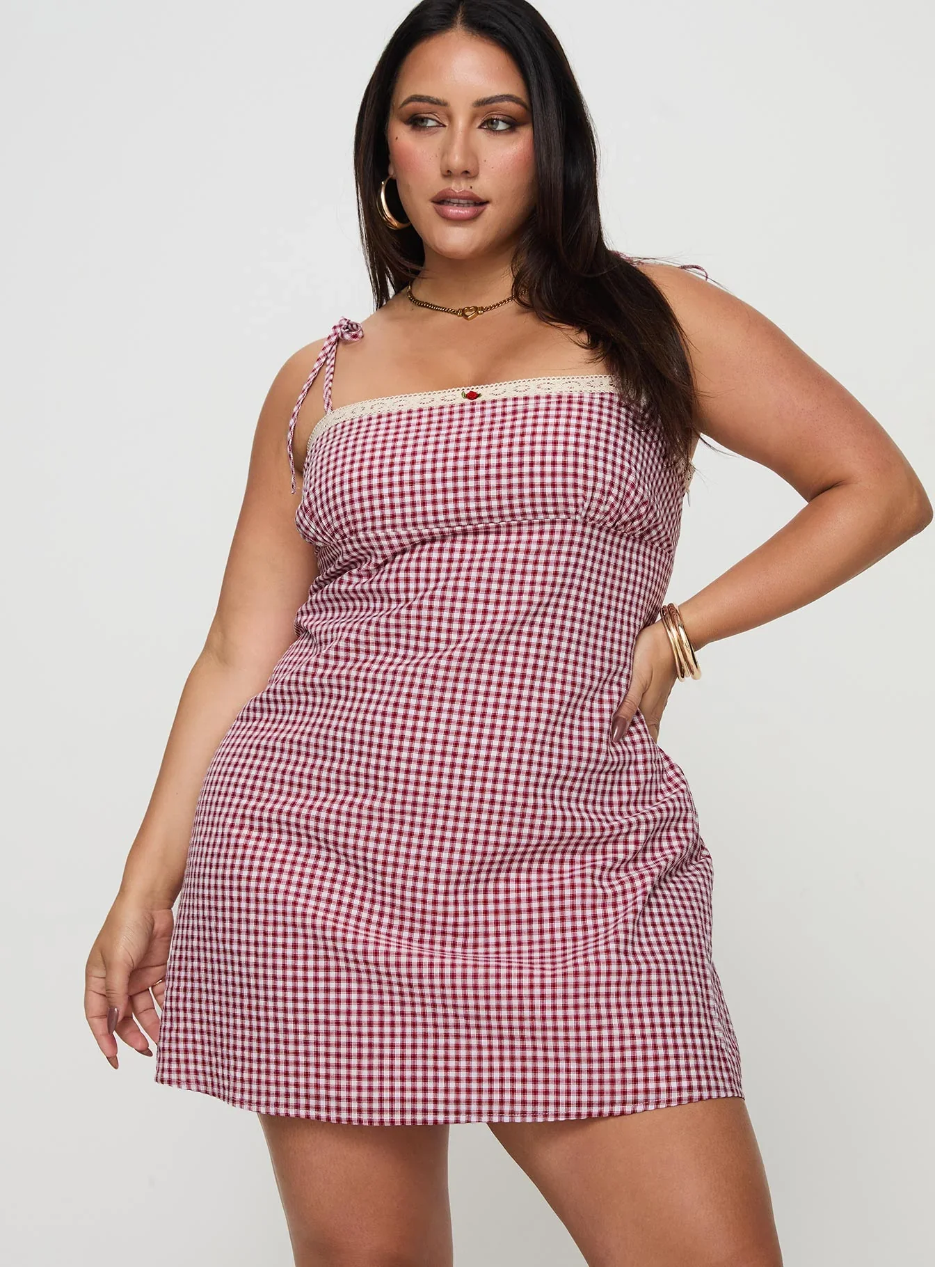 Burkes Mini Dress Red Check Curve