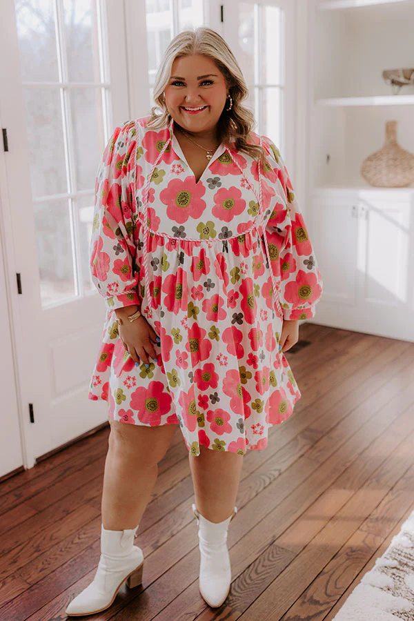 Happy Blooms Floral Mini Dress Curves