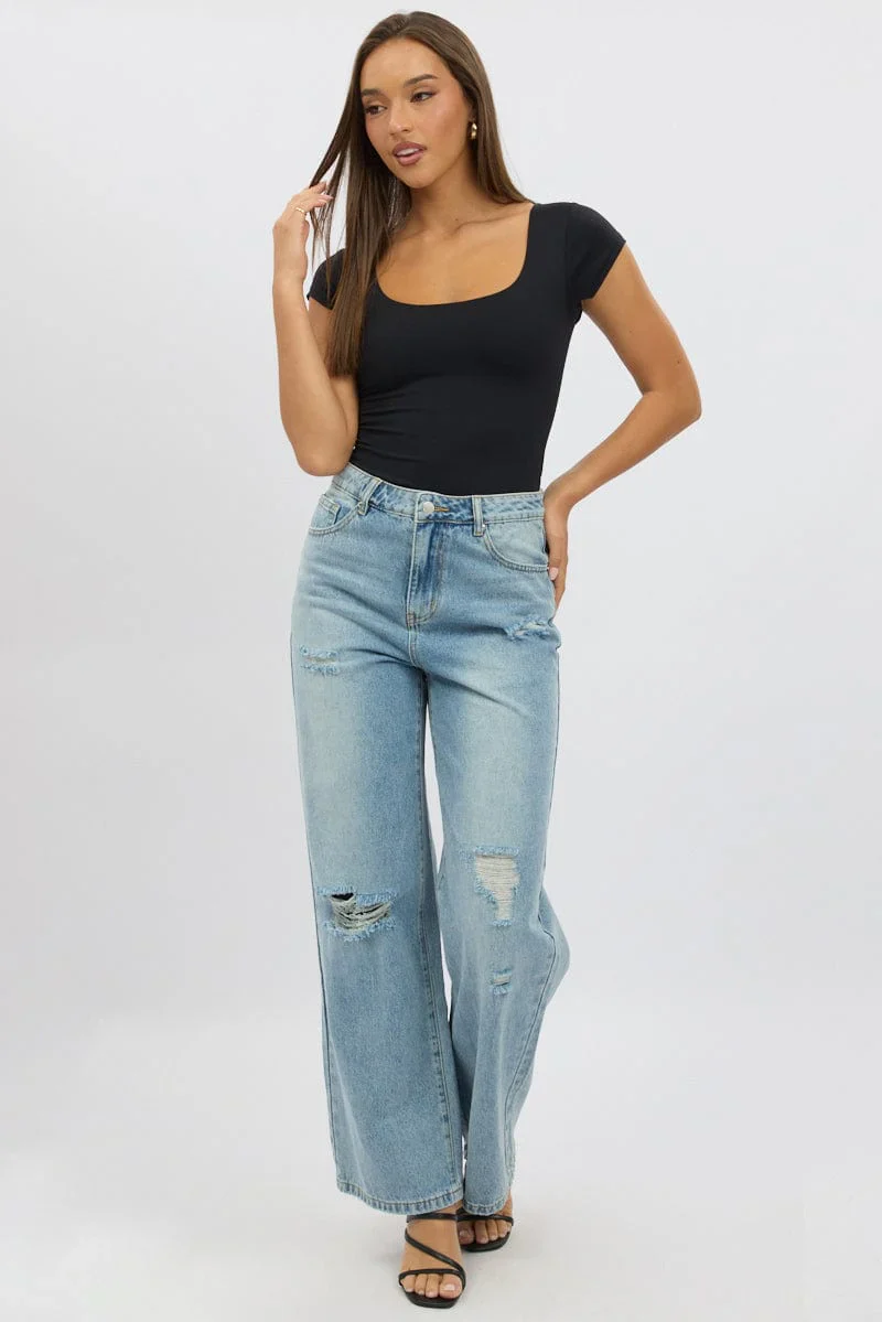 Denim Wide Leg Jeans