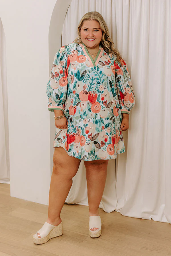 Life In Full Bloom Mini Dress in Limpet Shell Curves