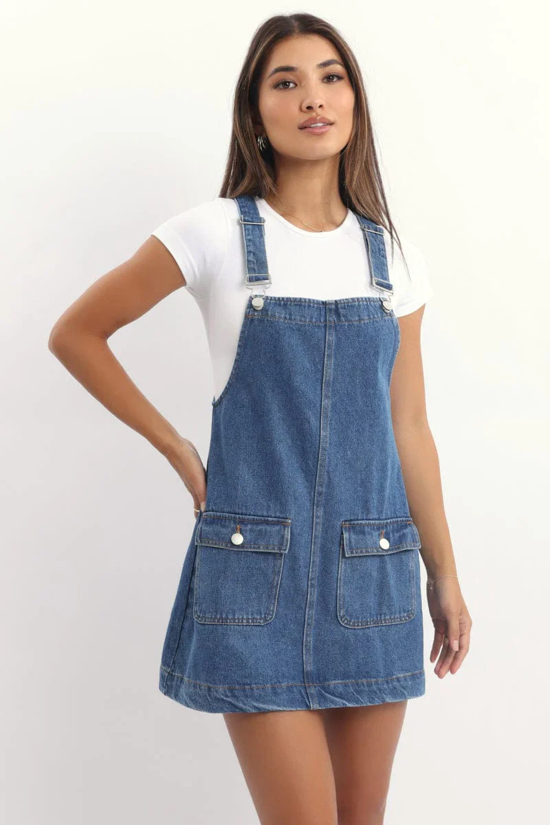 Blue Overall Mini Dress