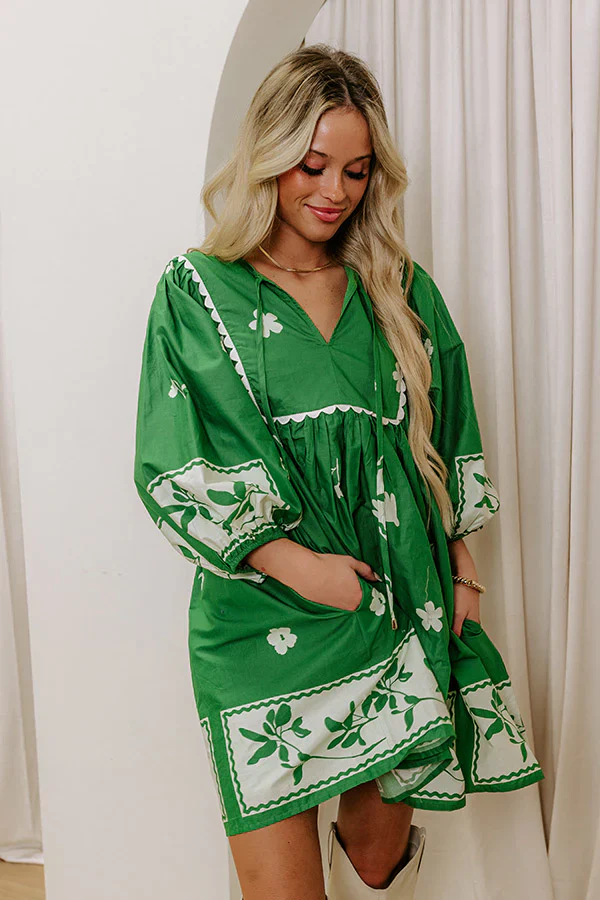 Picture Perfect Floral Mini Dress in Kelly Green