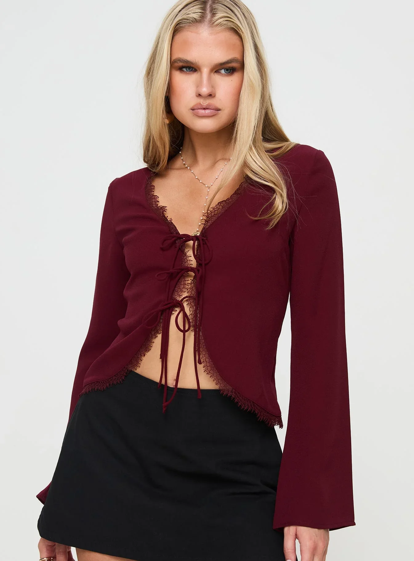 Hagner Long Sleeve Top Burgundy