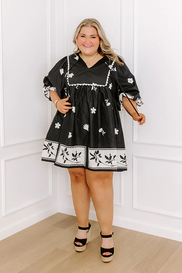 Picture Perfect Floral Mini Dress in Black Curves