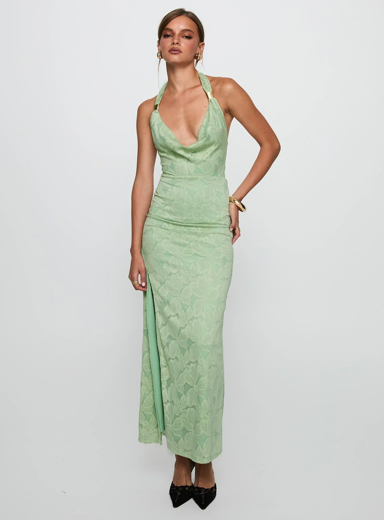 Starfall Halter Maxi Dress Sage