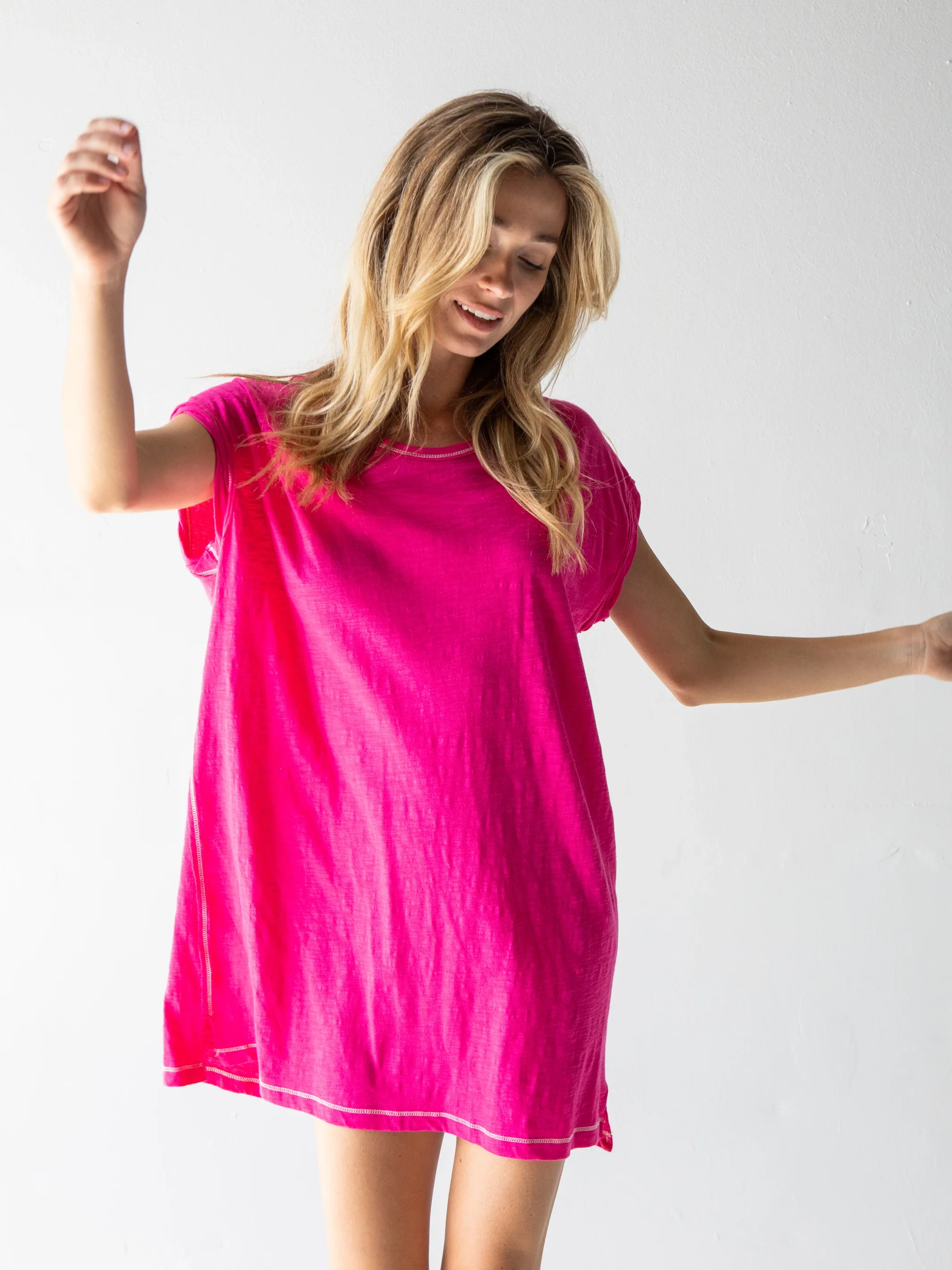 Frankie Knit Tee Dress - Pink