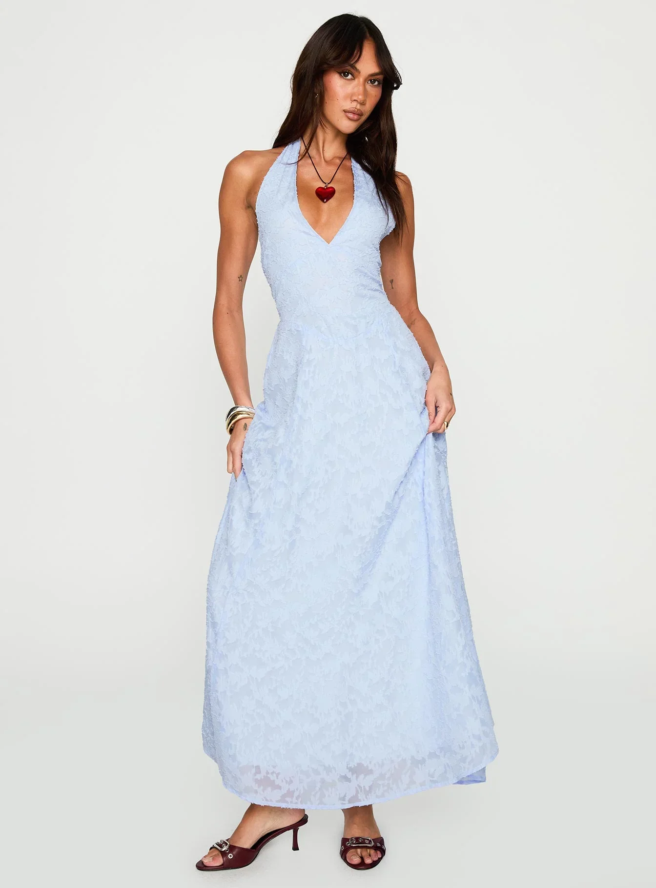 Hours In Silence Drop Waist Maxi Dress Blue