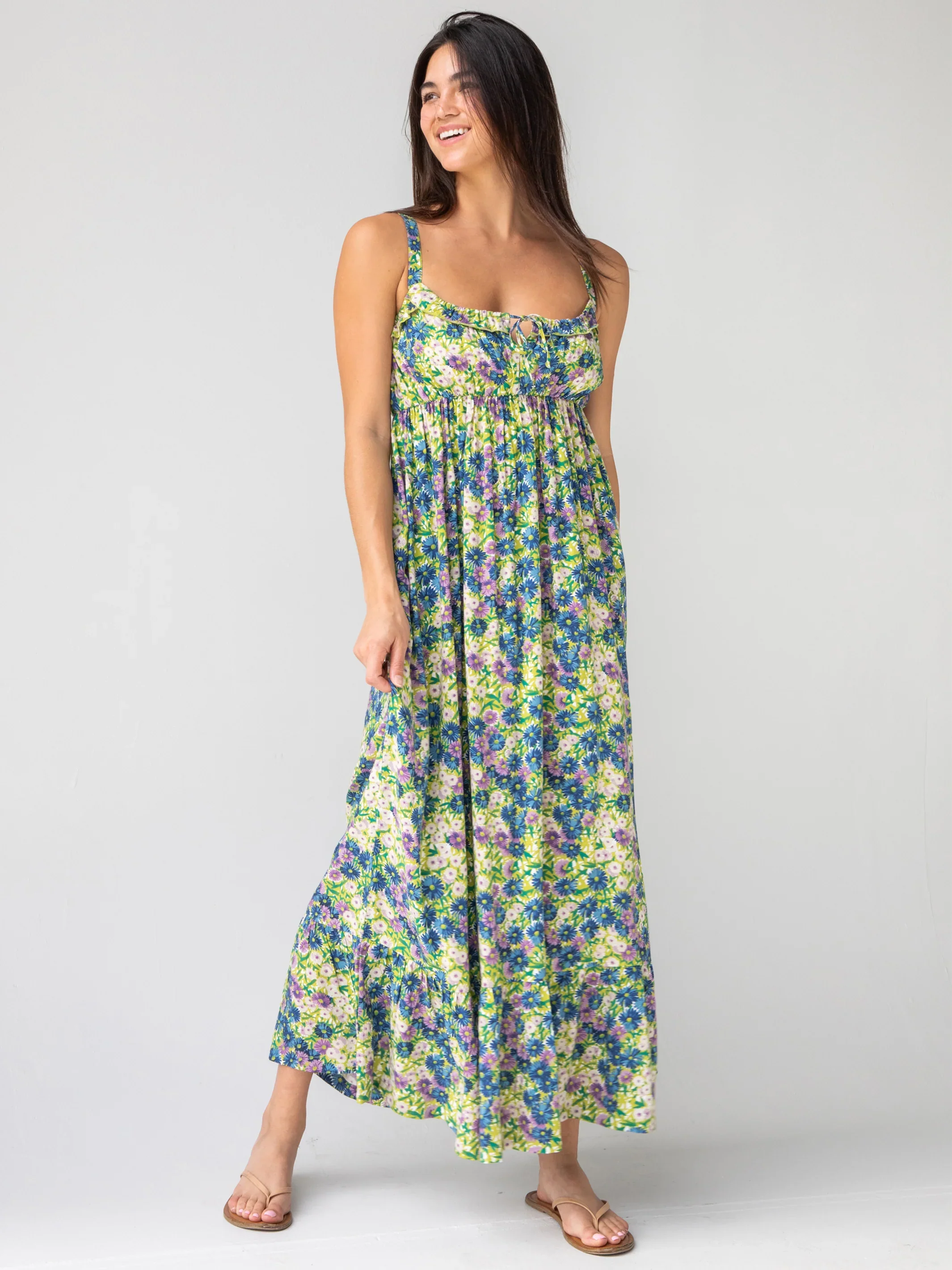 Elizabeth Maxi Dress - Green Floral