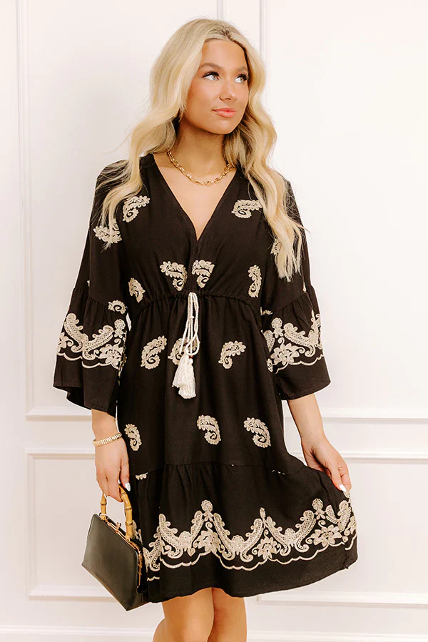 Bonding In Bali Embroidered Mini Dress