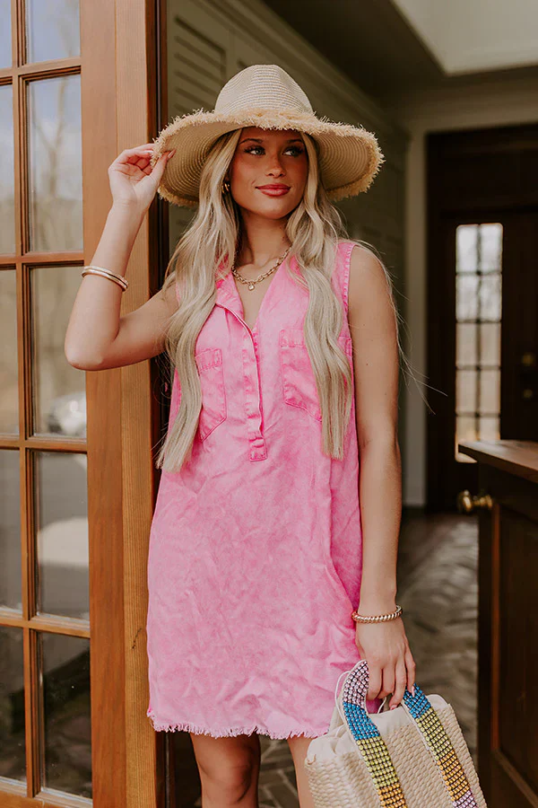 Park Days Ahead Vintage Wash Mini Dress in Pink