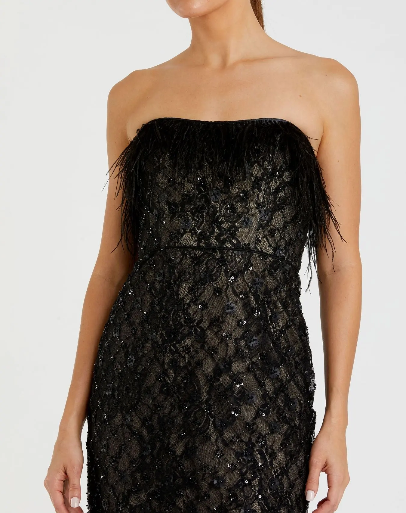 Stitched Trim Open Back Dress