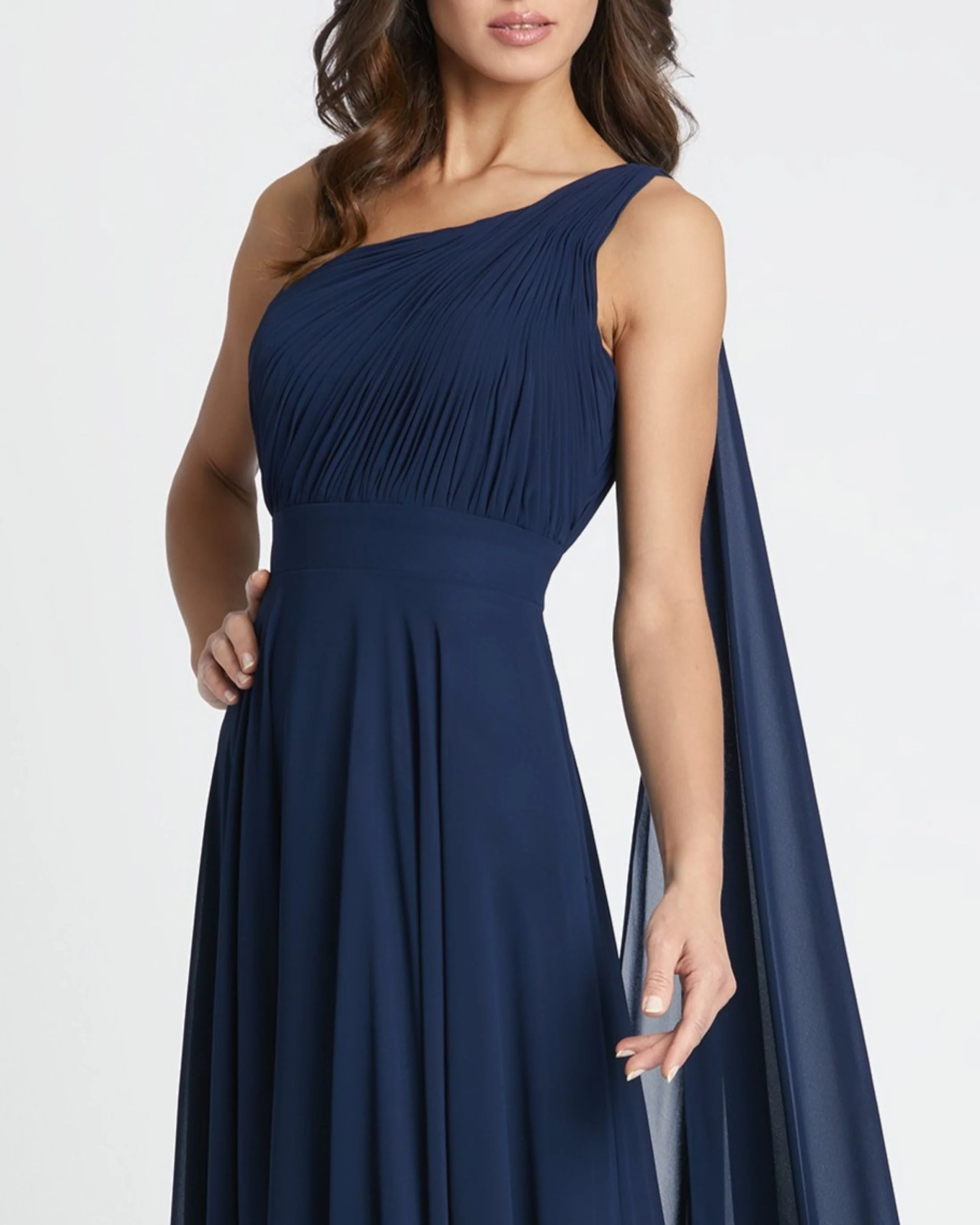 Draped One Shoulder Evening Gown