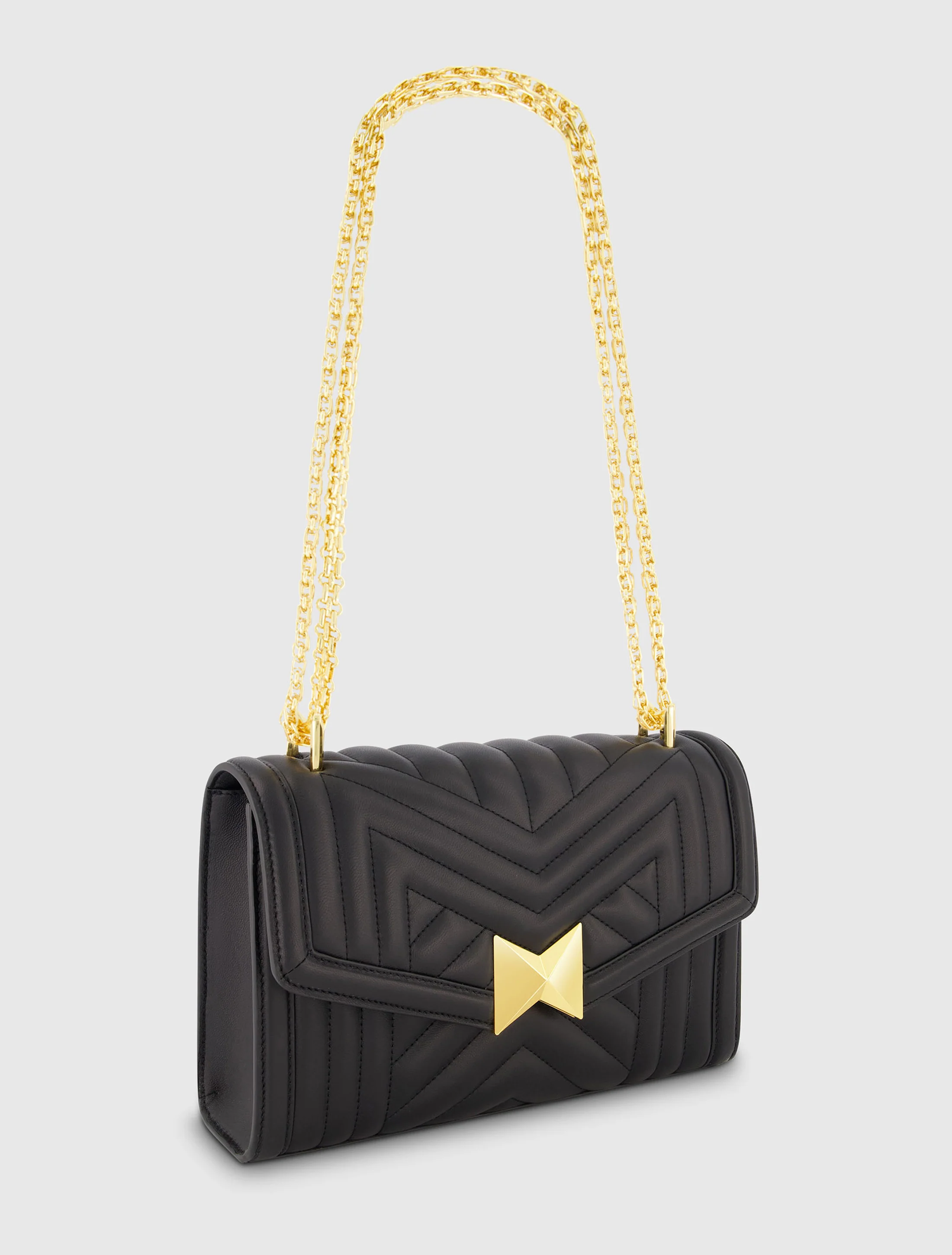 Quilted Leather Handbag With Chain