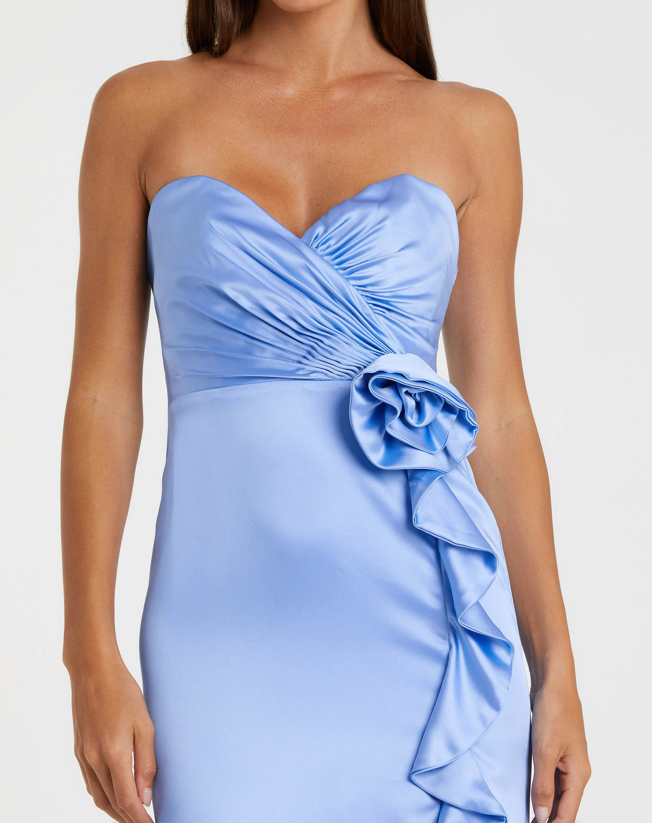 Satin Column Gown With Floral Detail