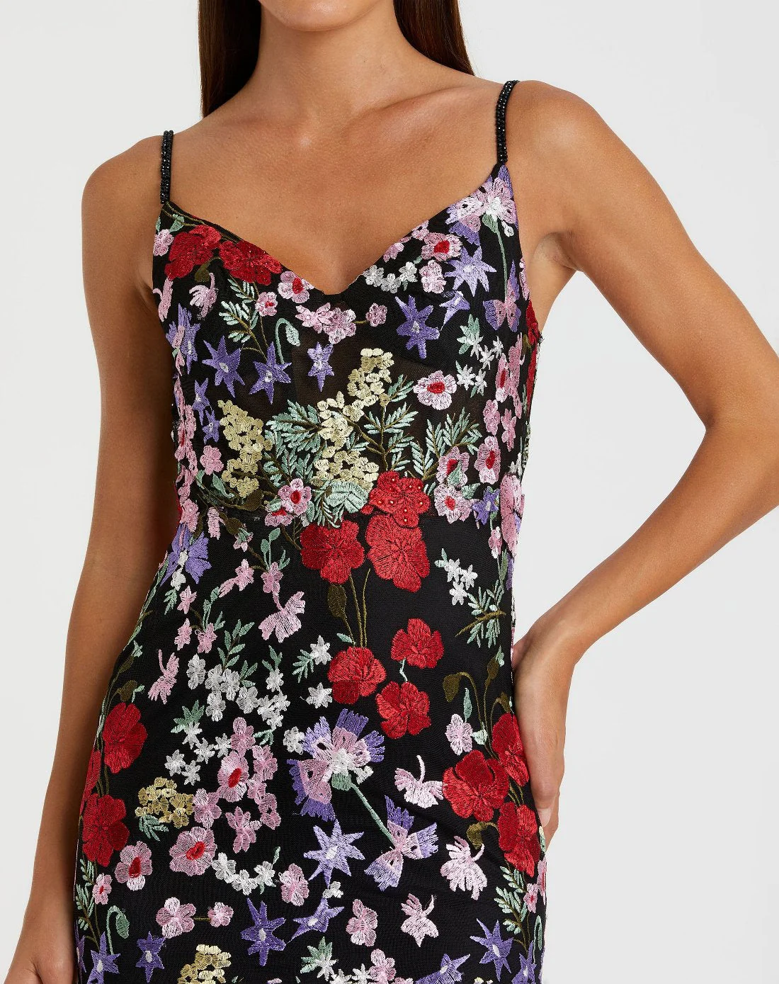 Black Floral Embroidered Gown