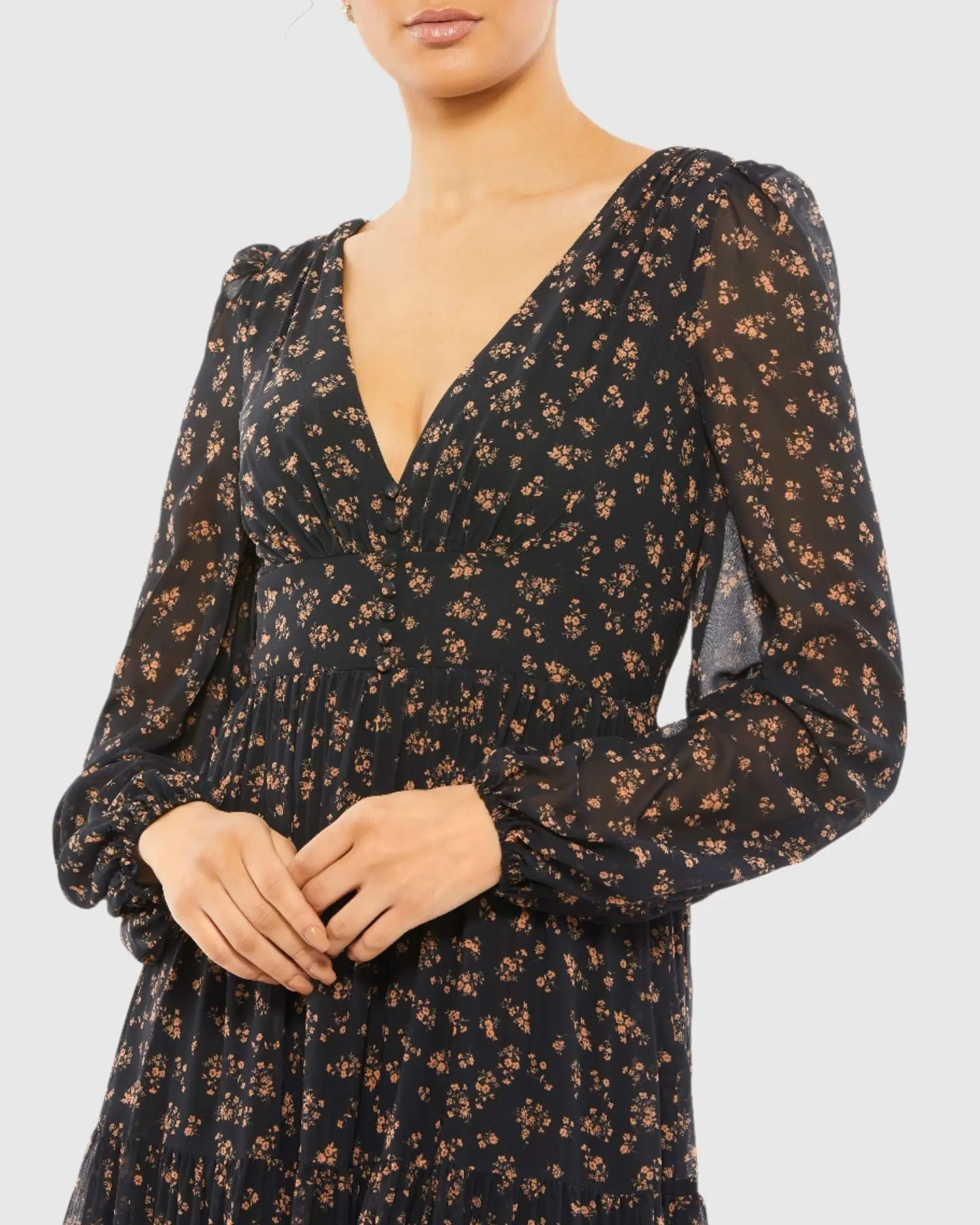 Floral Tiered Long Sleeve Maxi Dress