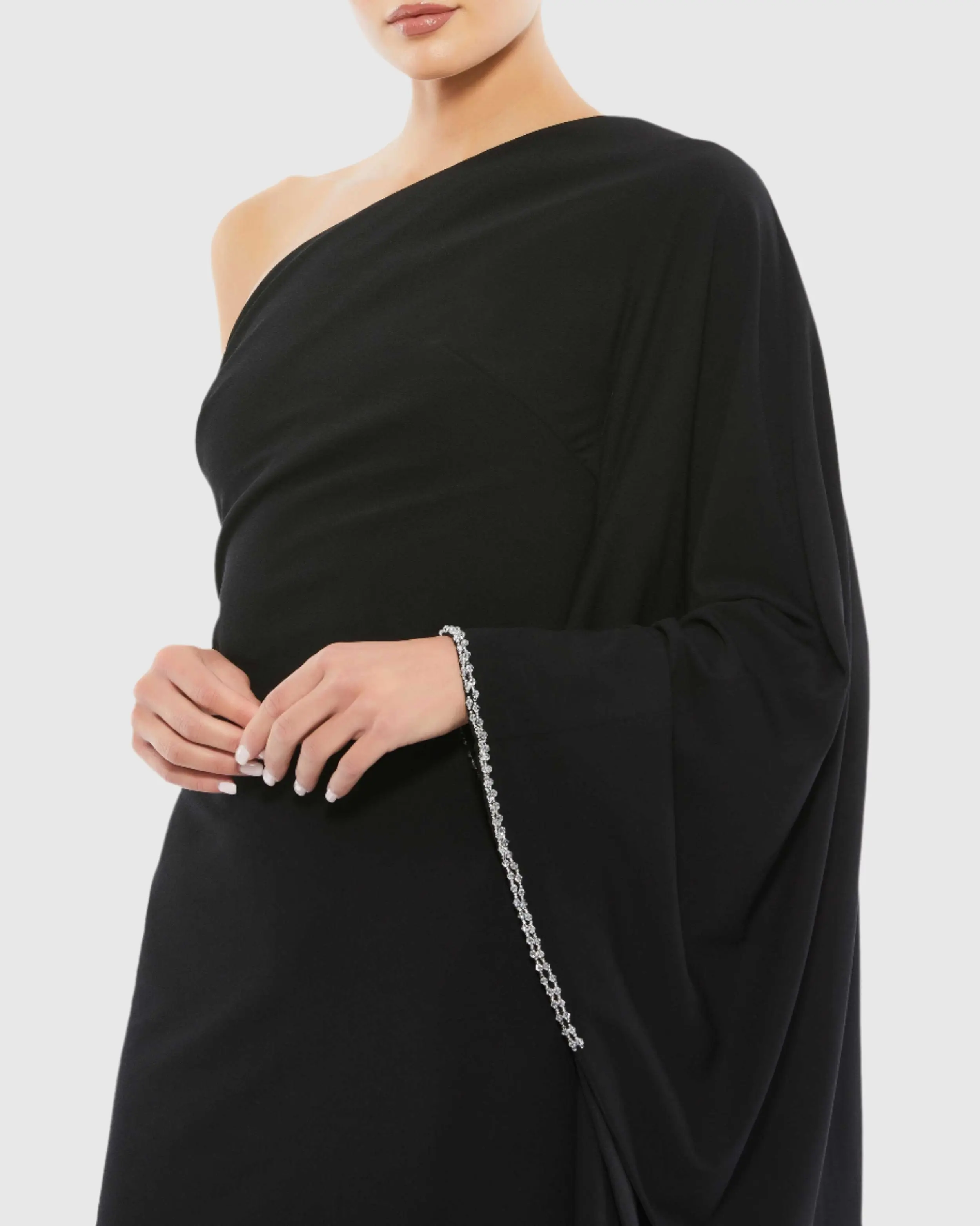 Black Flowy Asymmetrical Hem Dress