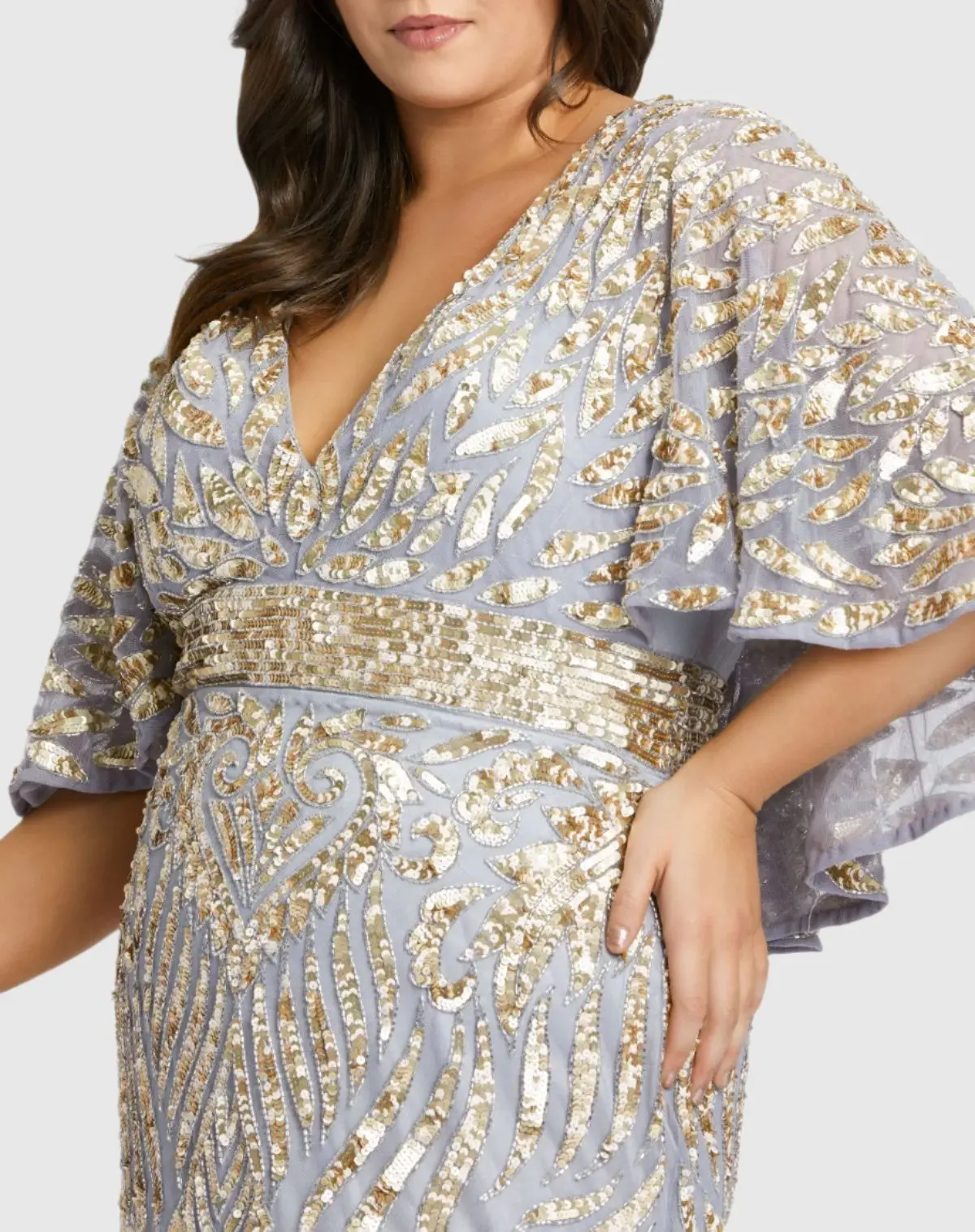 Stitched V-Neck Cocktail Dress (Plus)