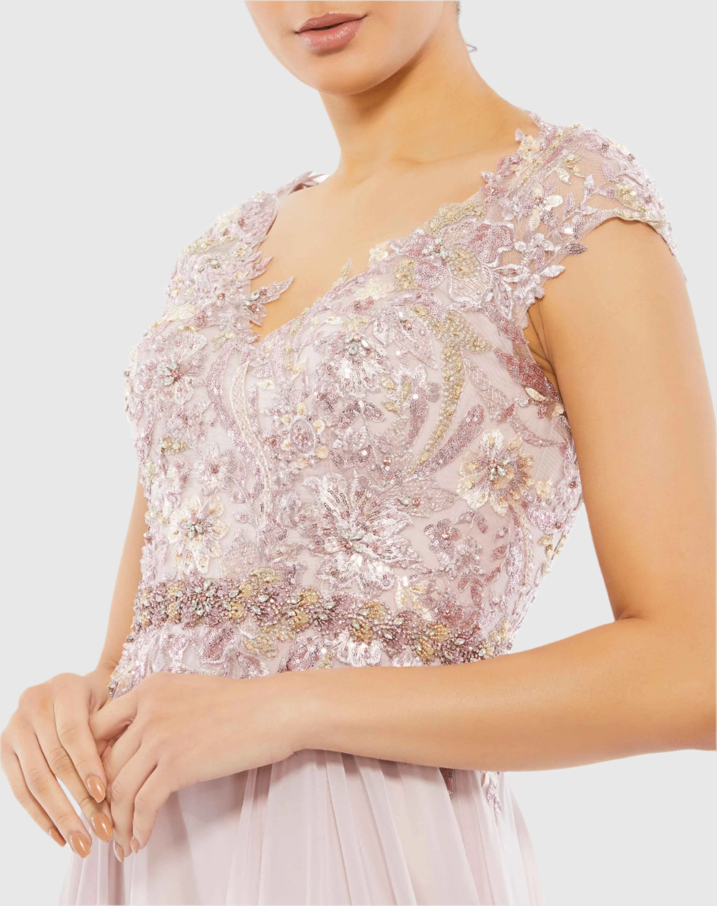 Floral Accented Flowy Gown