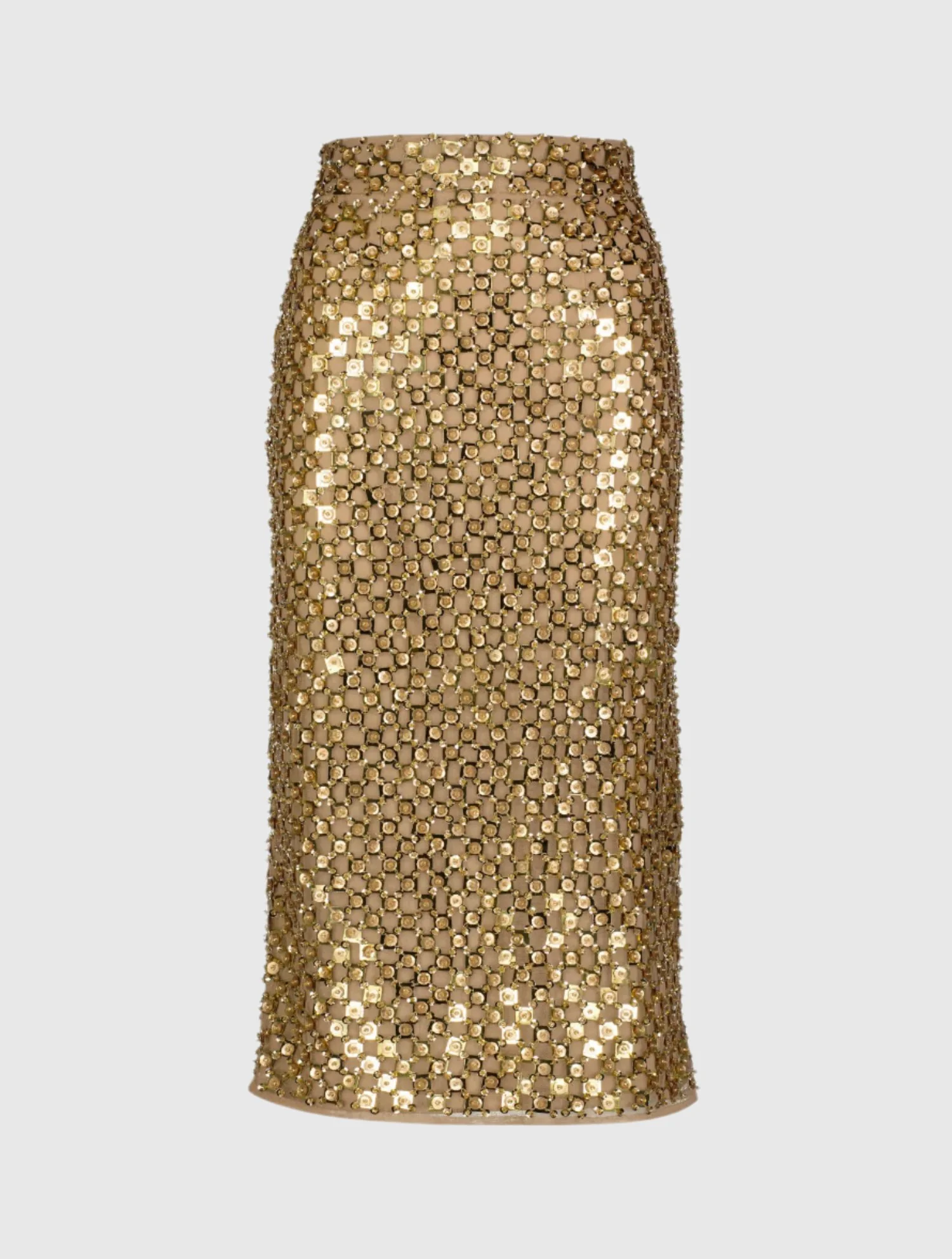Stitched Decorated Fit Midi Skirt