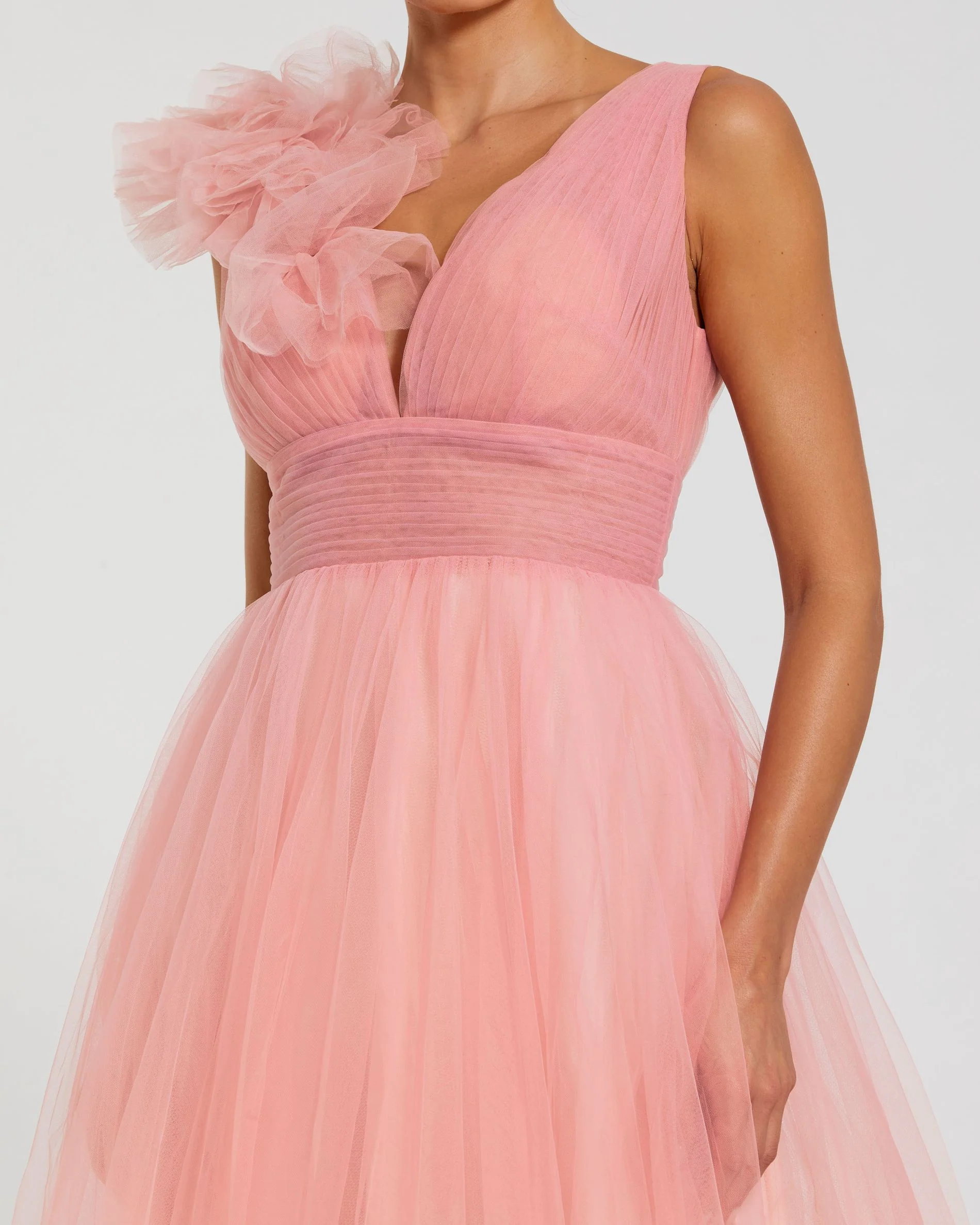 Pleated Ballgown with Ruffle Details