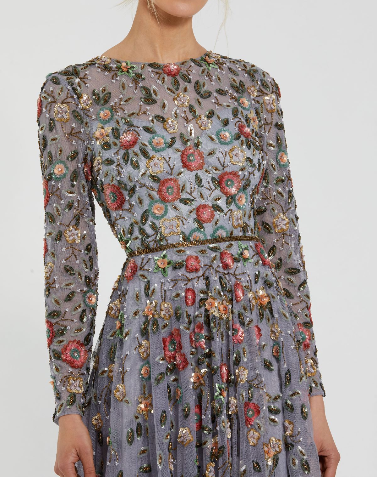 Elegant High Neck Long Sleeve Gown