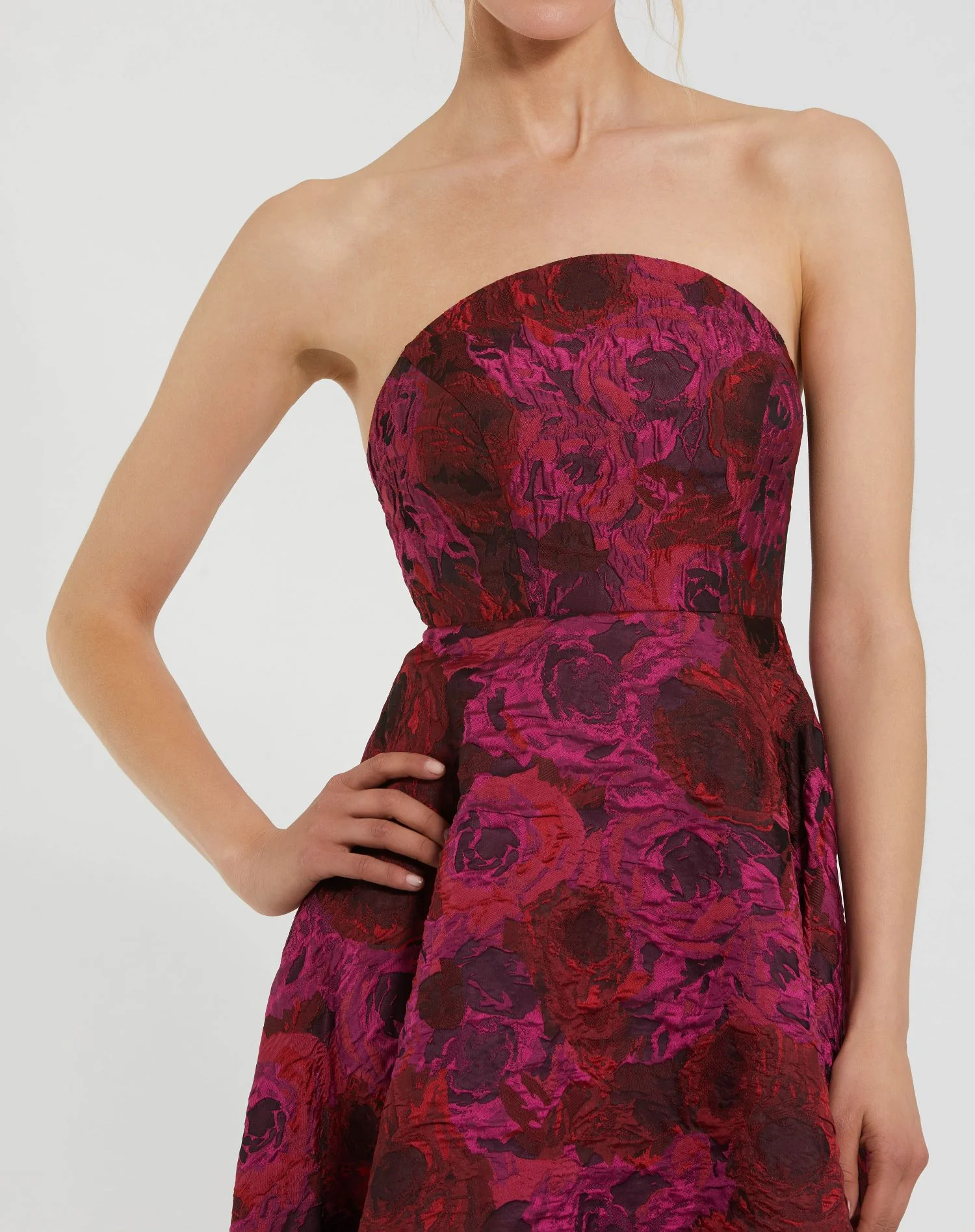 Strapless Brocade A-Line Gown