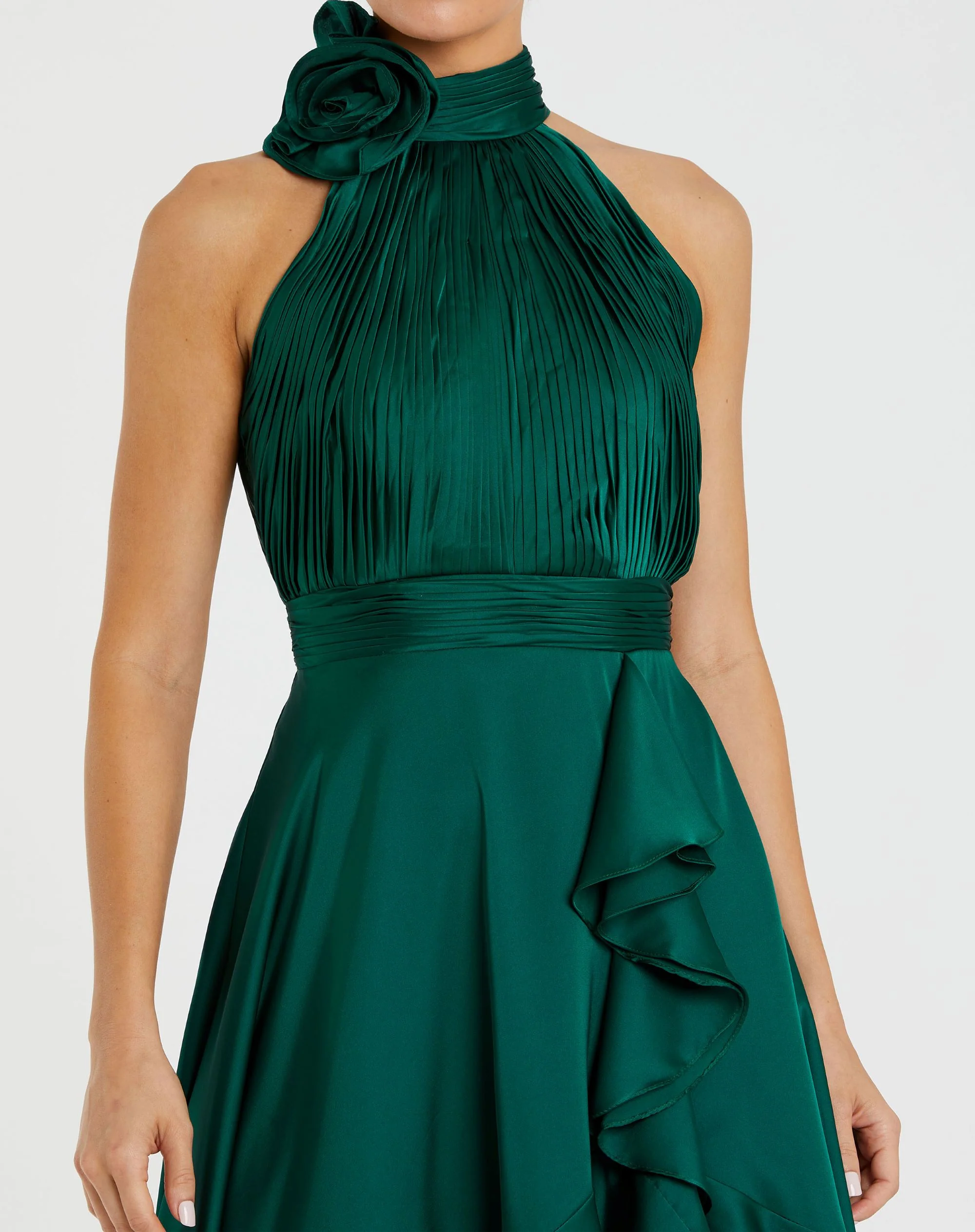 Flower Detail Ruffled Midi Dress