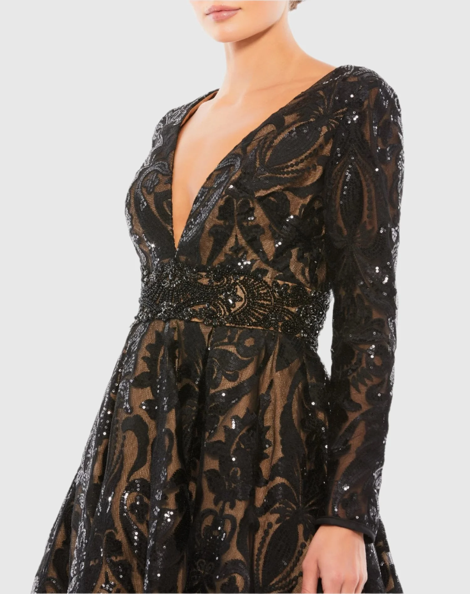 Sequin Embellished A Line Cocktail Dress