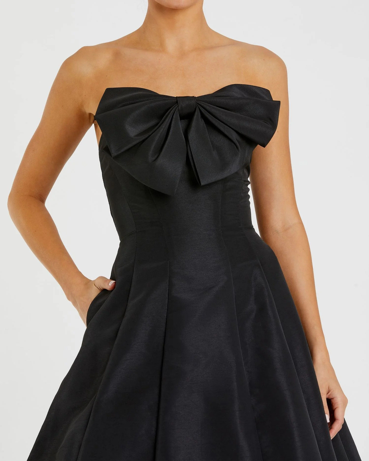 Statement Bow A Line Tea Length Dress