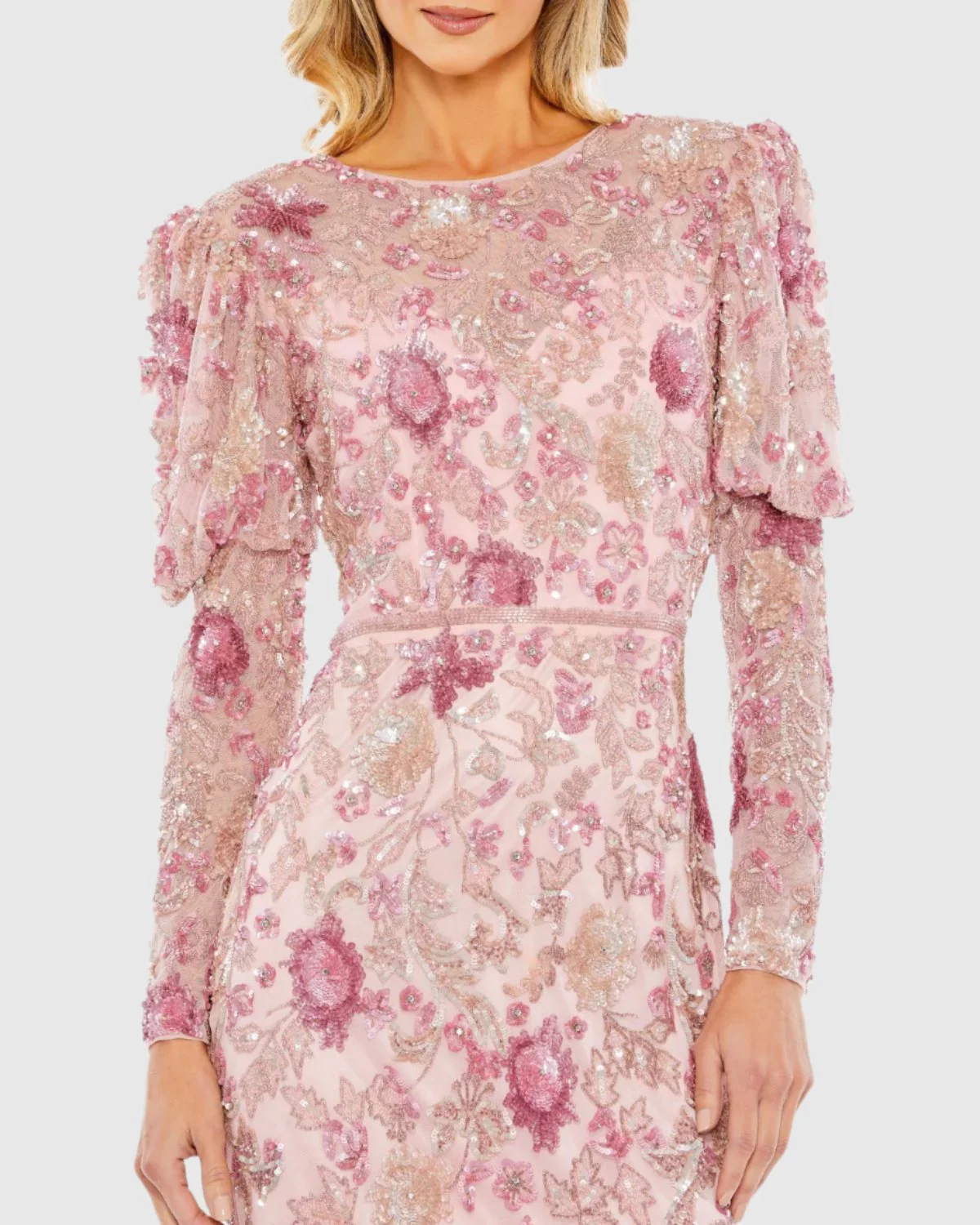 Floral Embellished Puff Sleeve Dress