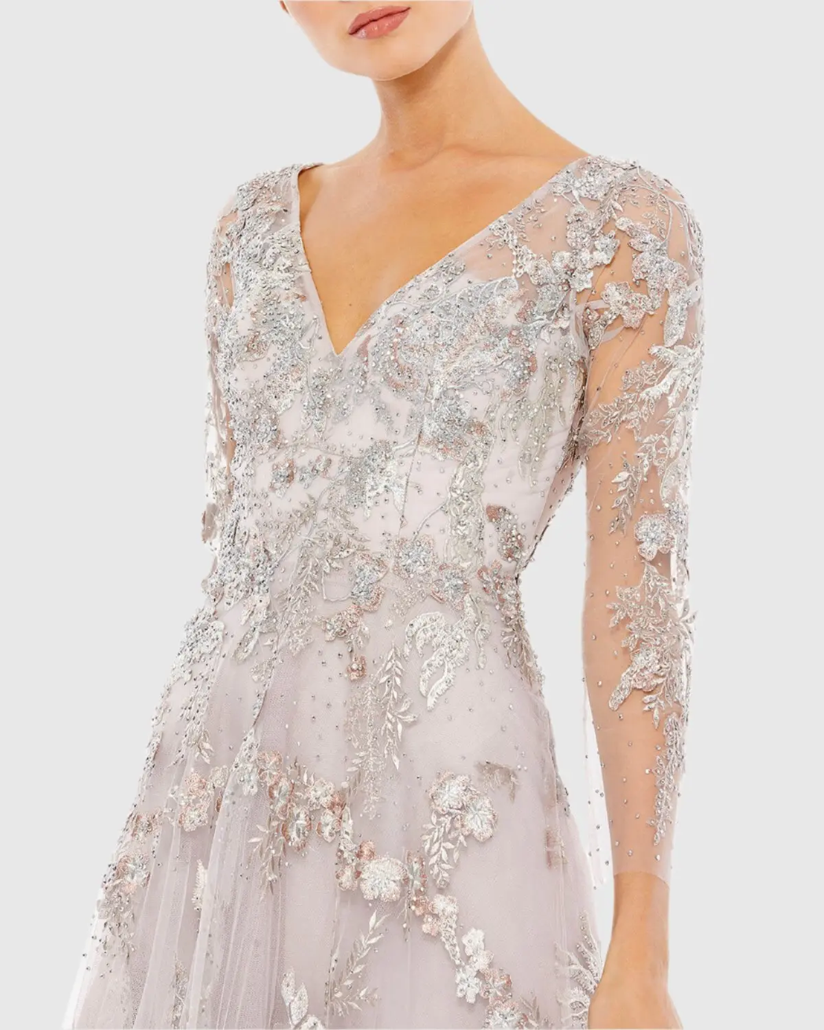Floral Embroidered A Line Gown