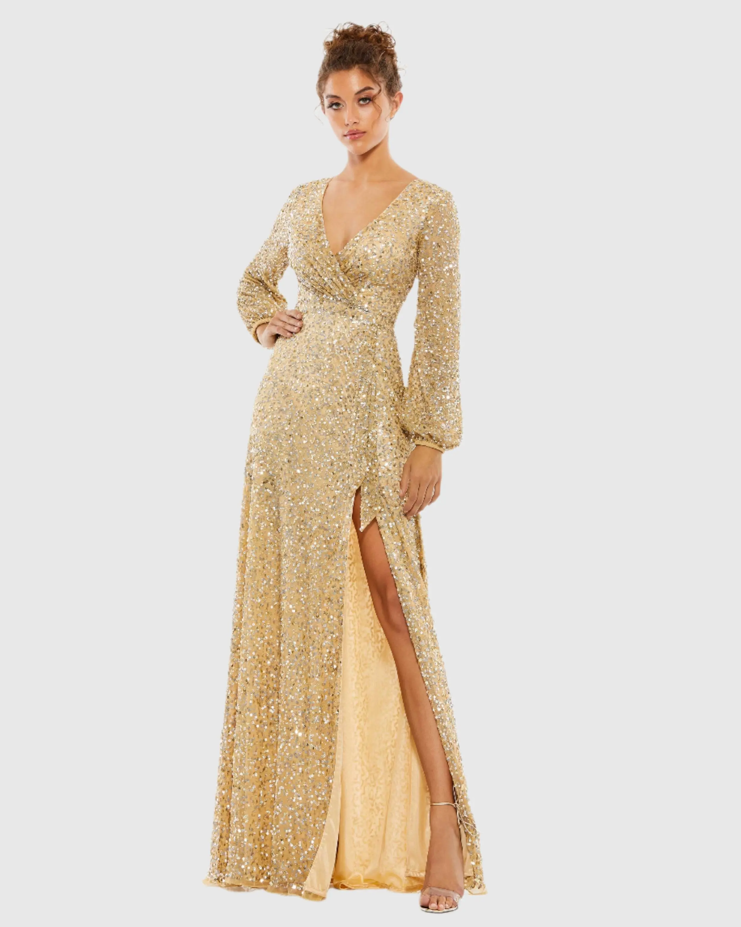 Multi Colored Sequin Long Sleeve Gown