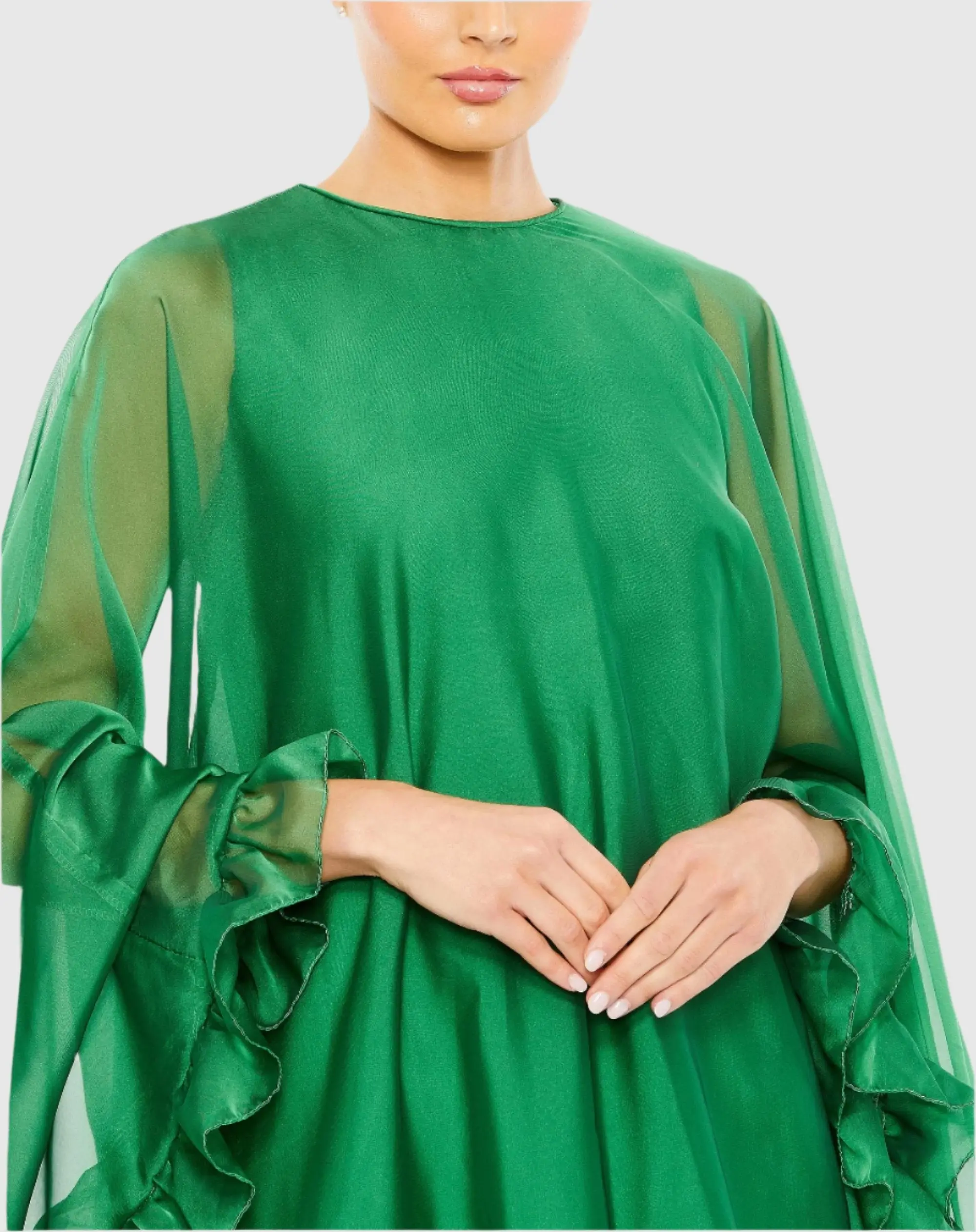 Elegant Ruffle Hem Cape Dress