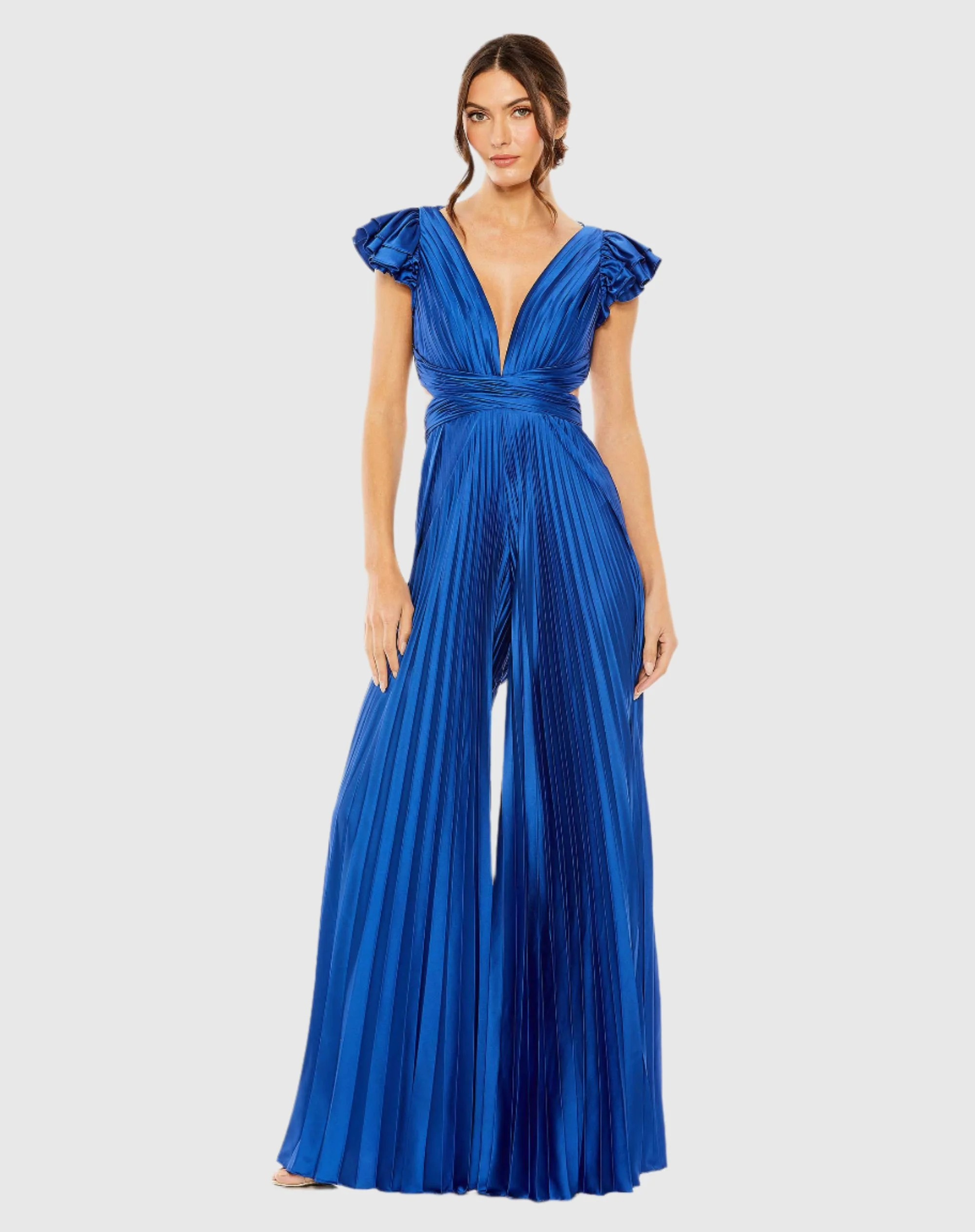 Ruffle Cap Sleeve Cutout Heat Jumpsuit