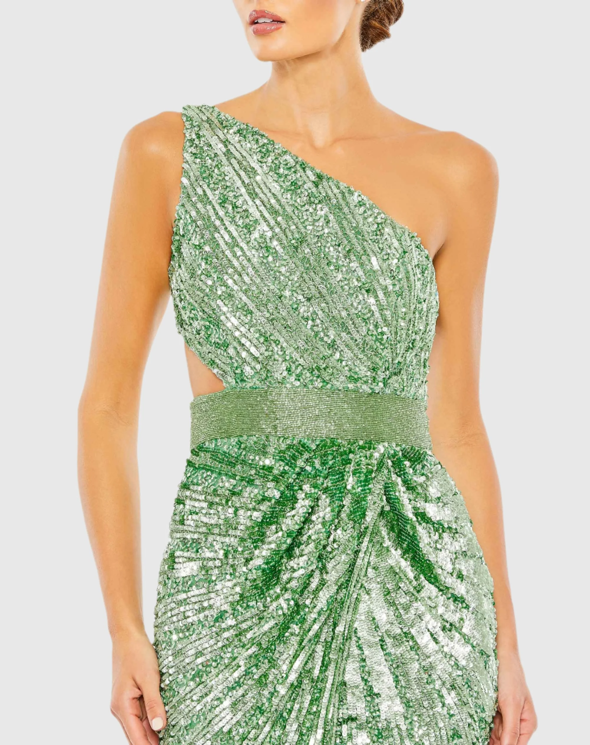 Sparkling Mesh Draped Lace Gown