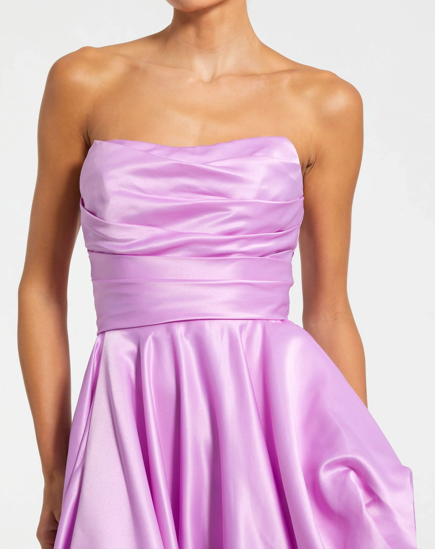 Purple Ruched High Low Gown