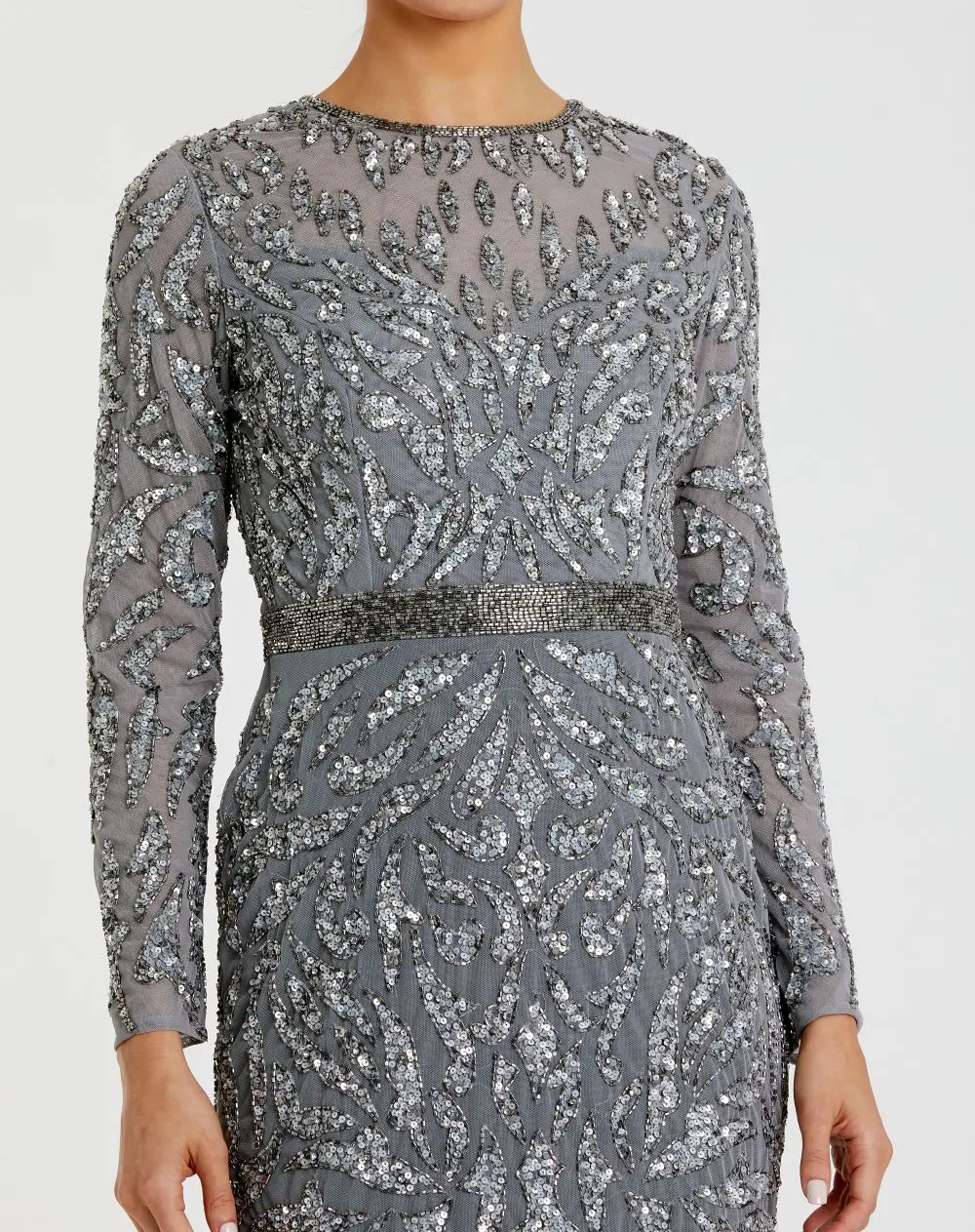 Silver Decorated Sheath Dress