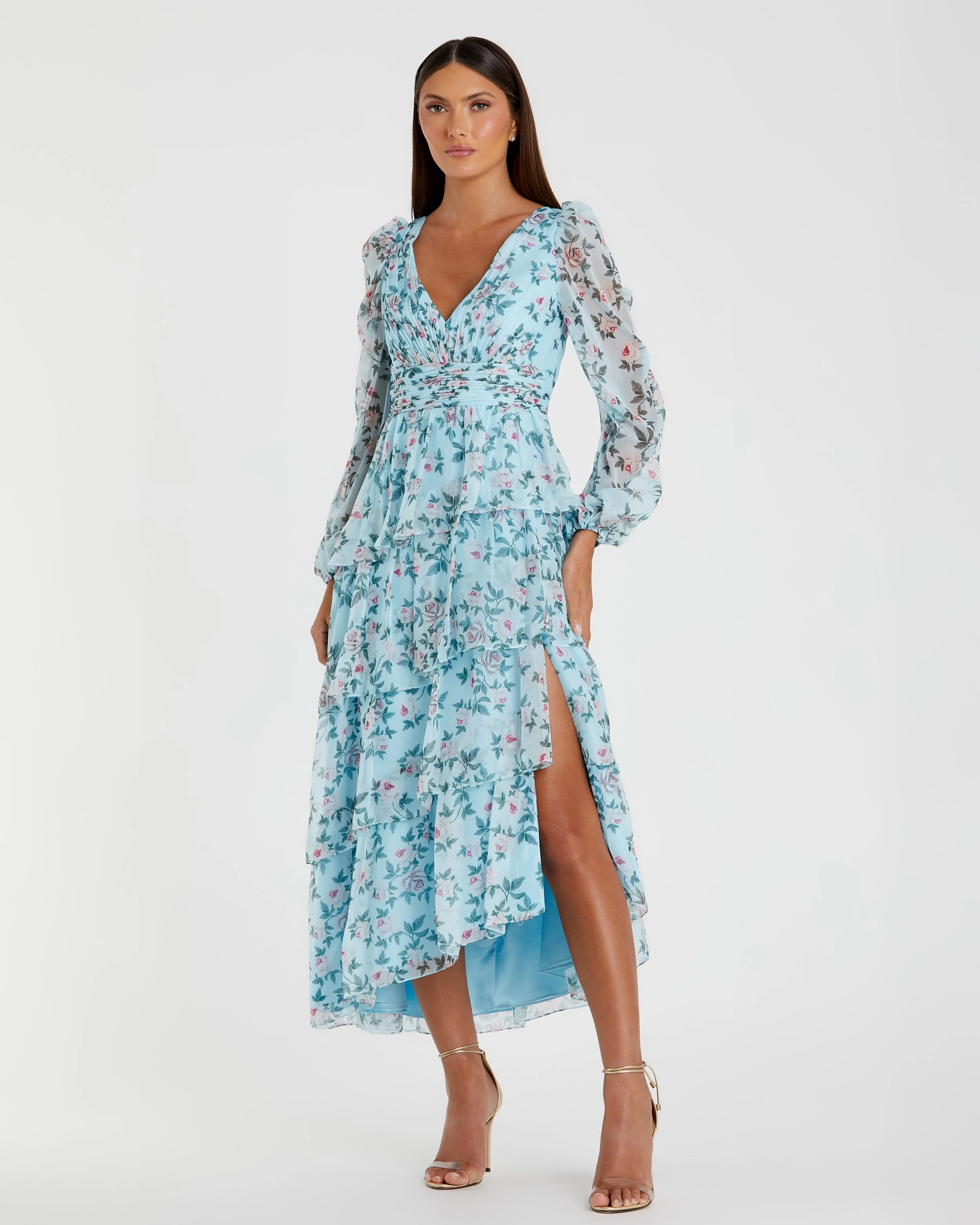 Flowing Sleeve Floral Dress