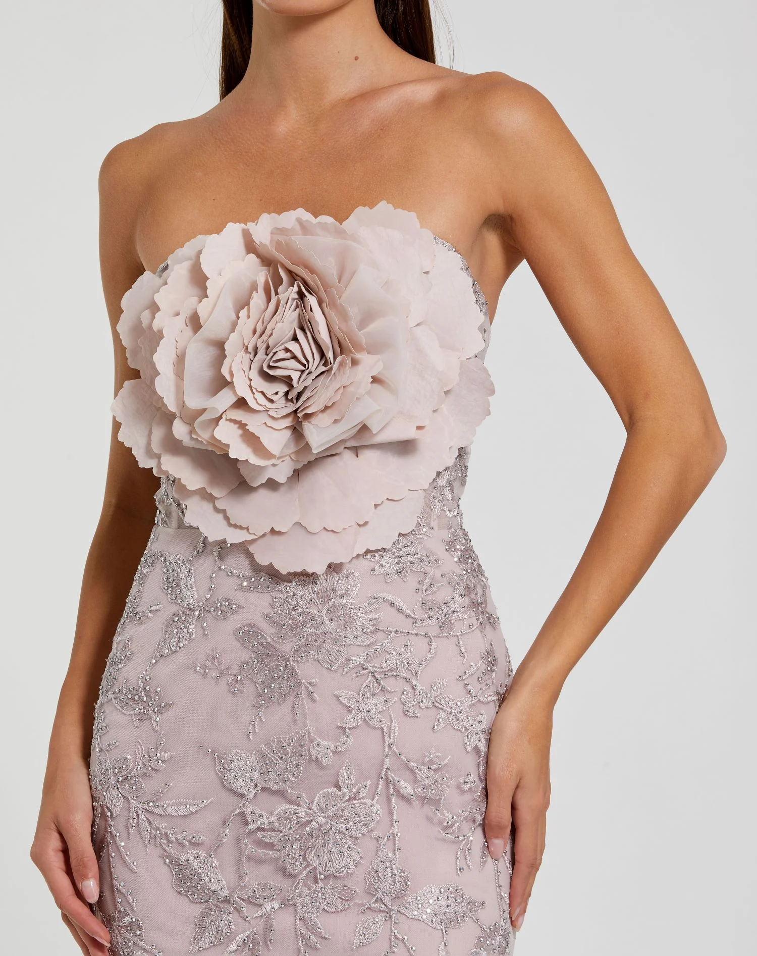 Floral Beaded Dress With Flower Detail
