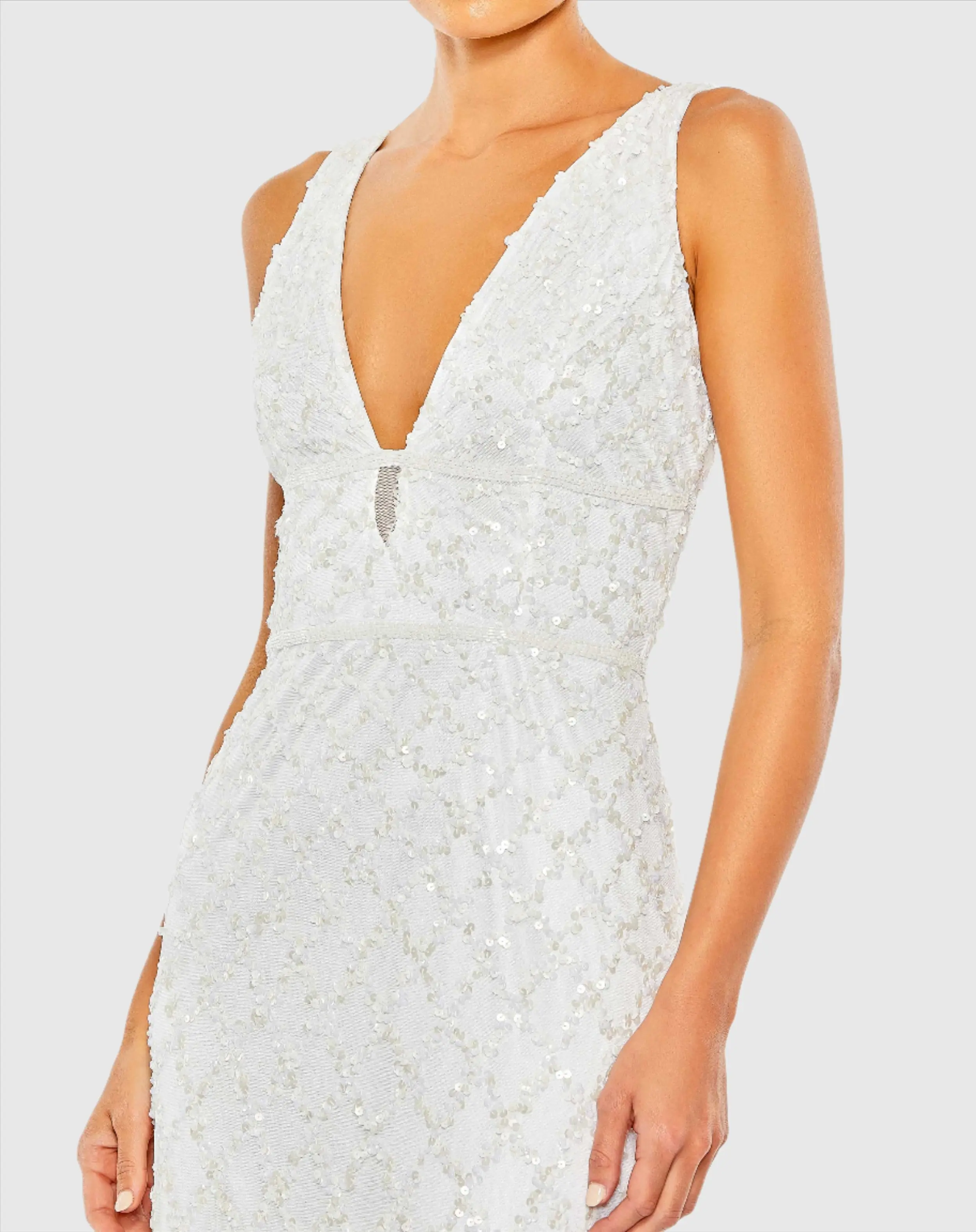 Shimmering V-Neck Mesh Dress