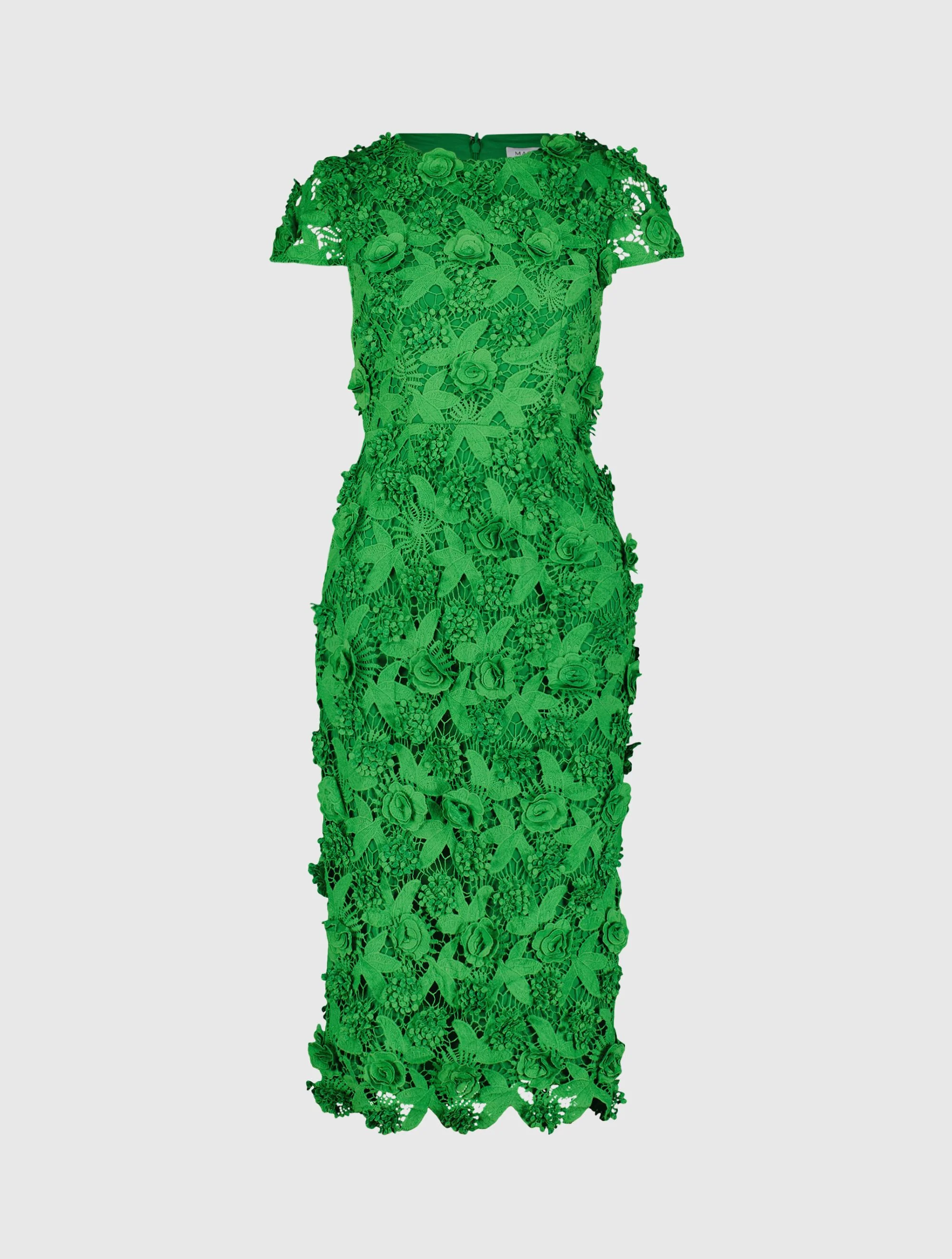Floral Lace Fitted Midi Dress