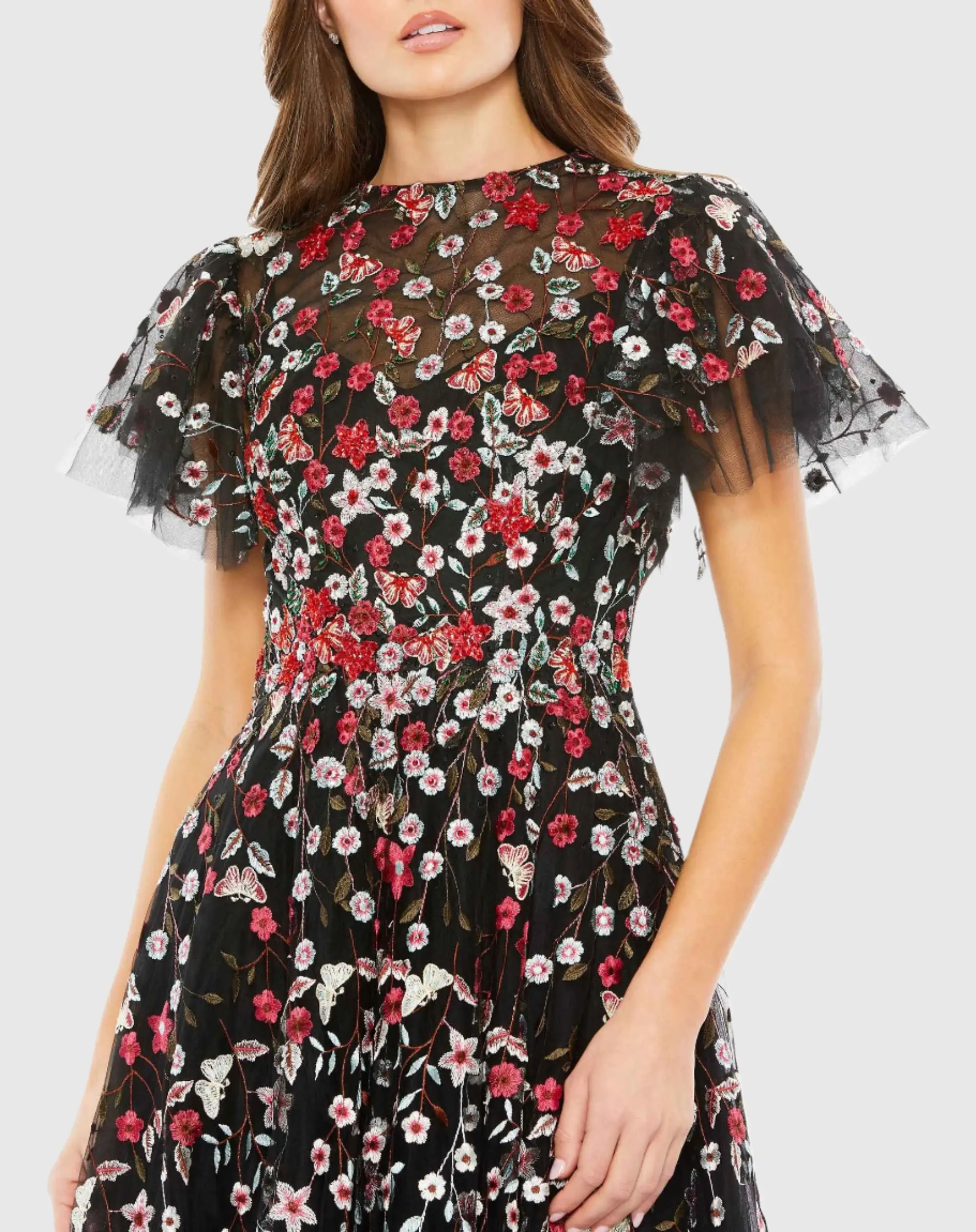 Stitched Butterfly A Line Dress