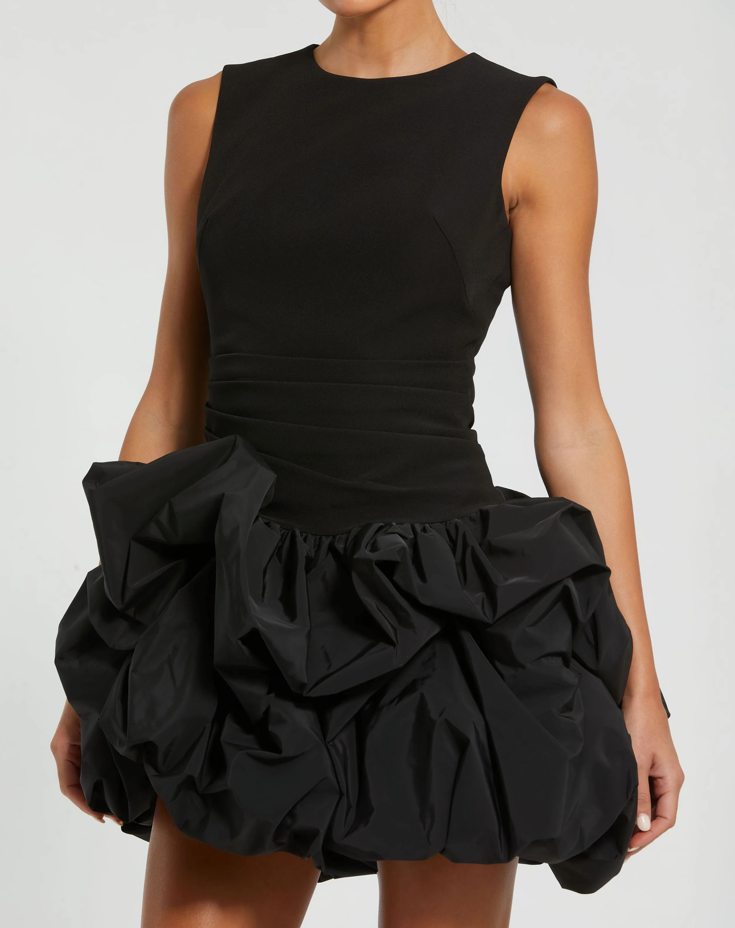 Sleeveless Crepe Bubble Skirt