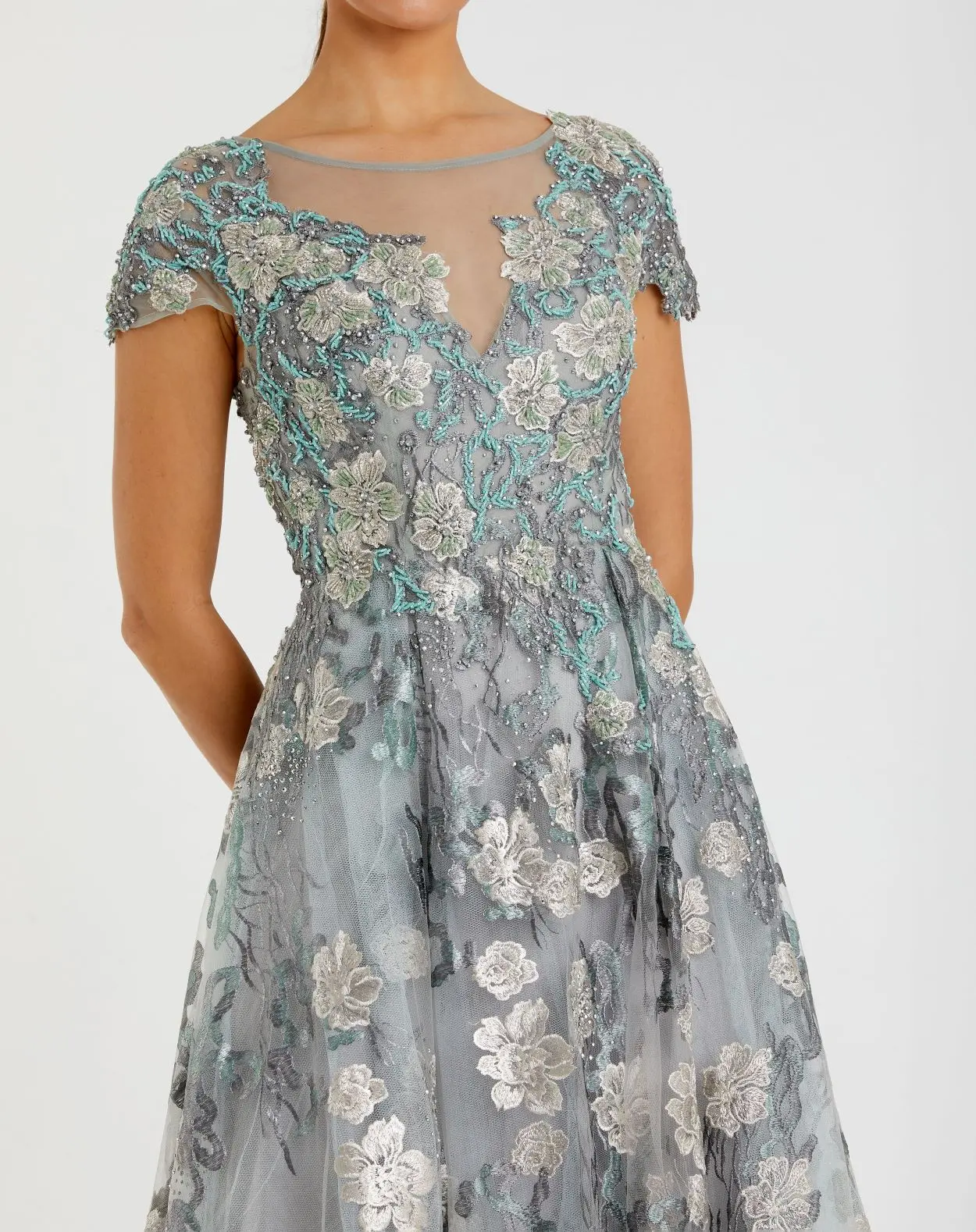 Floral Embroidered Evening Gown