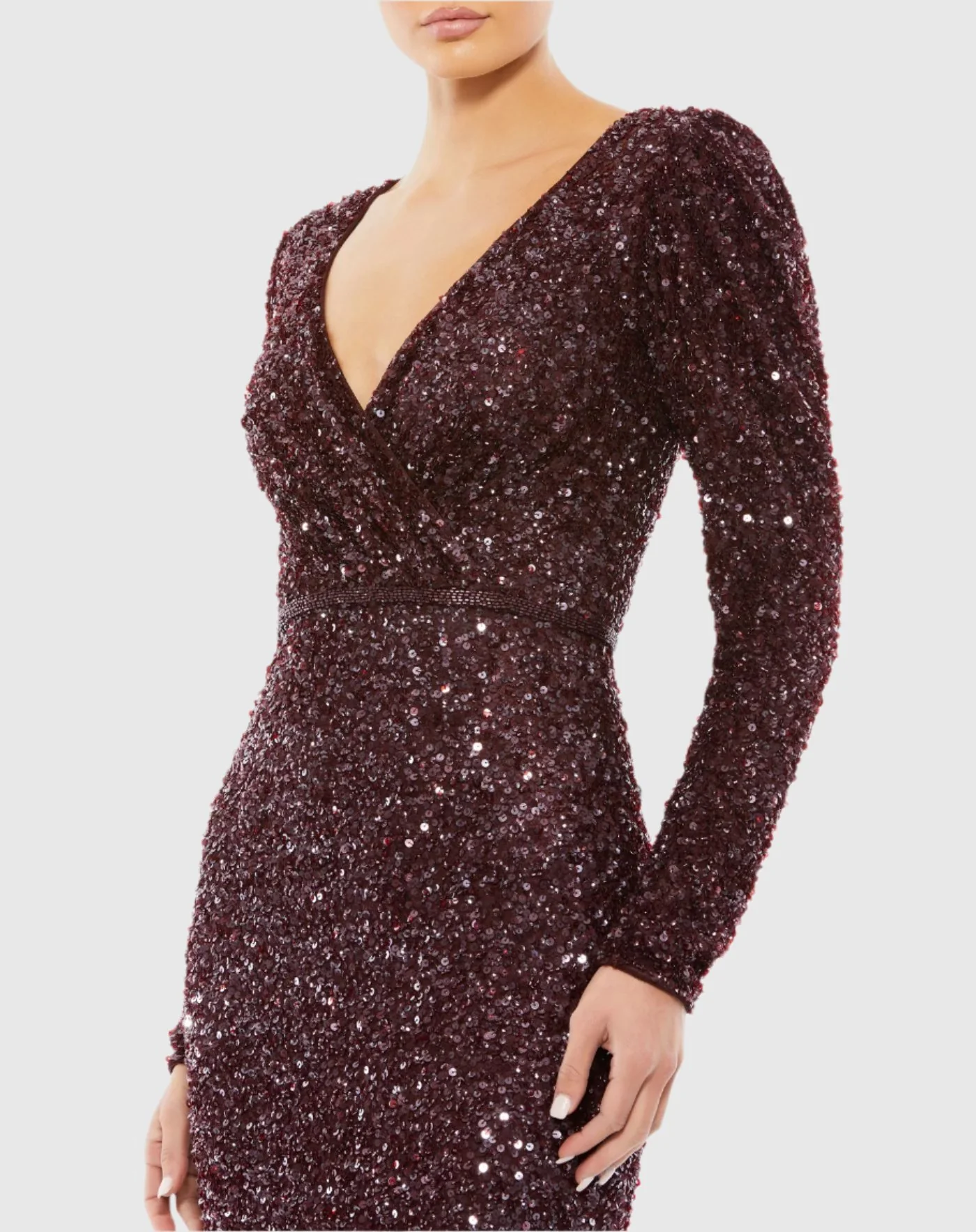 Pink Puff Shoulder Sequined Blouse
