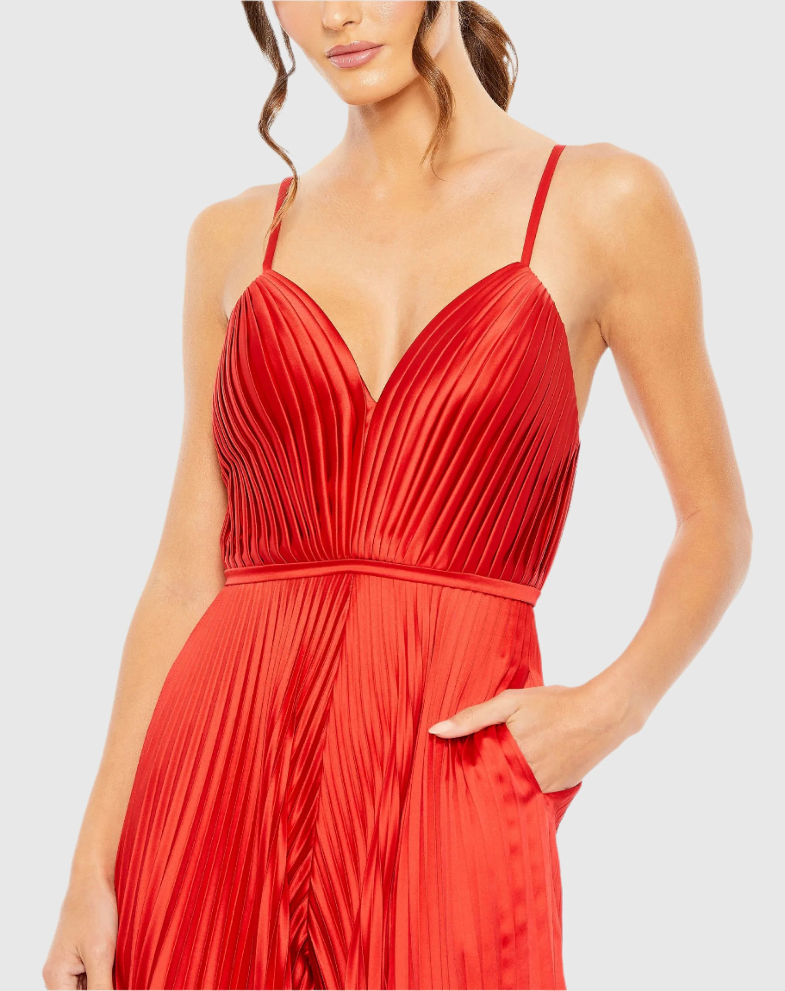 Confused Plunge Neck Wide Leg Jumpsuit