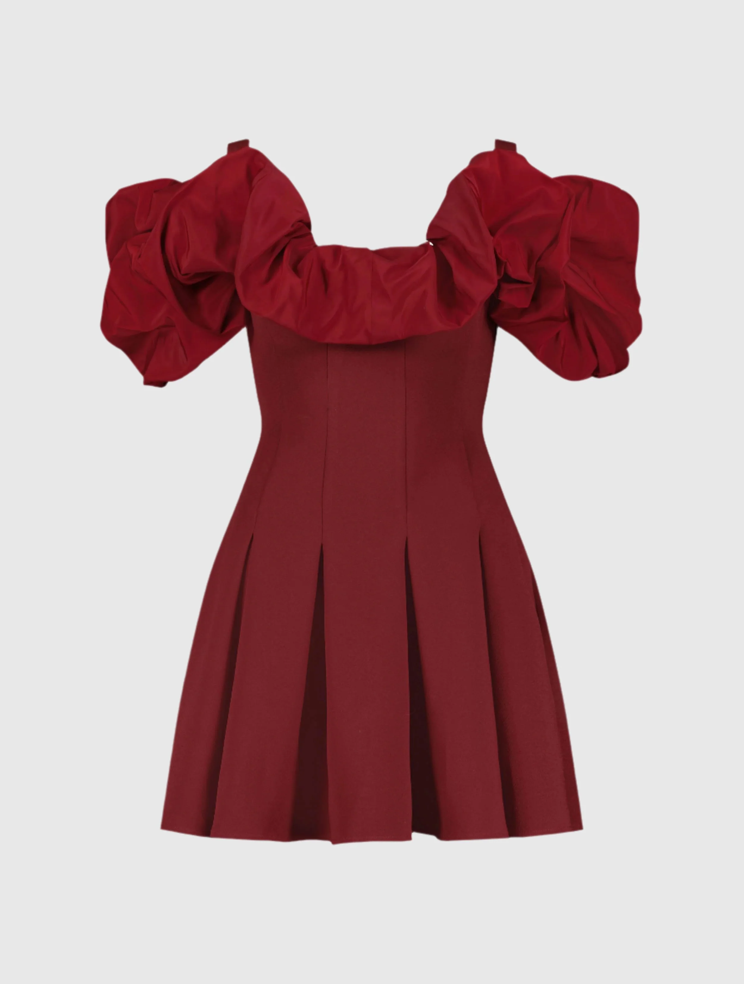 Red Crepe Godet Hem Mini Dress